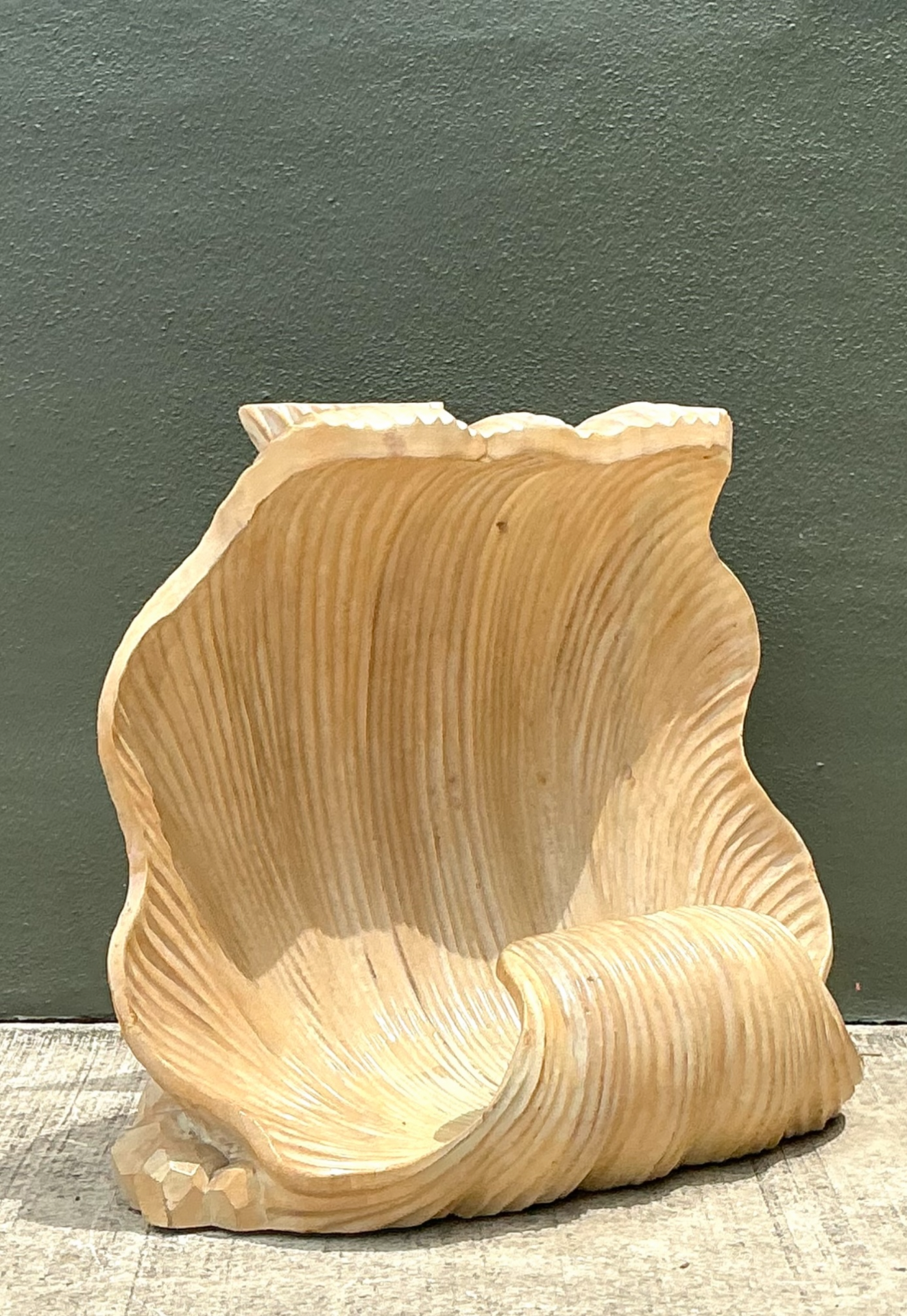 Vintage Natural Shell Carved Console Pedestal - Top view