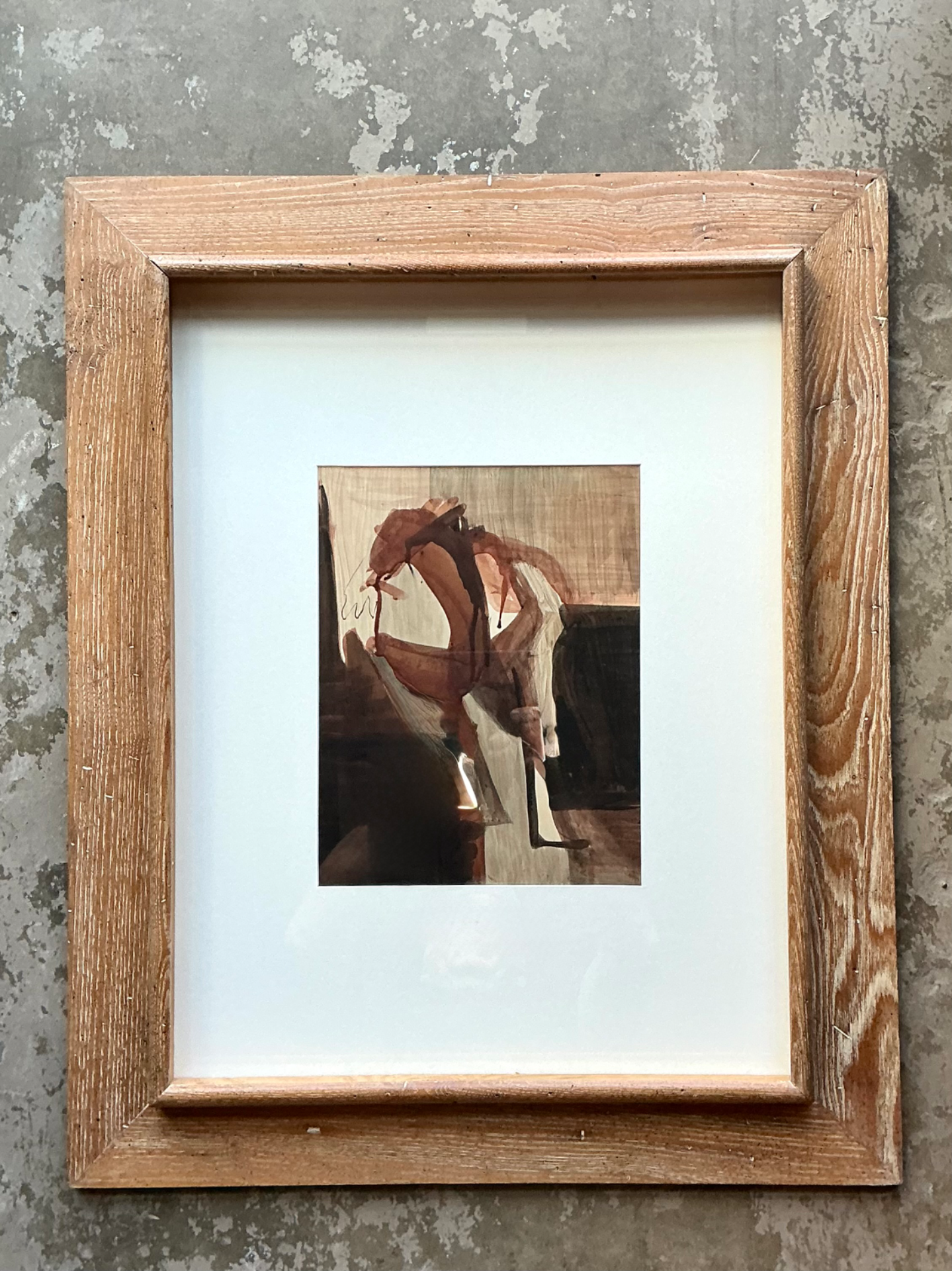 Vintage Framed Abstract Figurative Painting - Back view