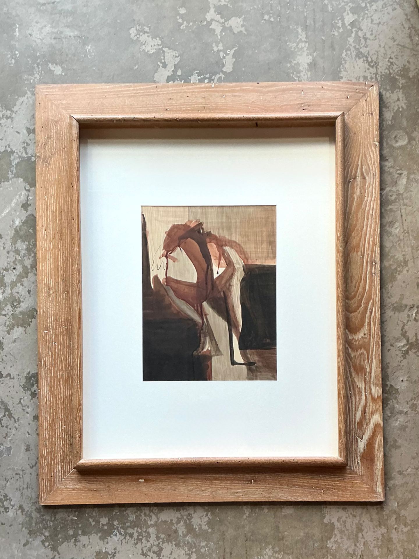 Vintage Framed Abstract Figurative Painting - Side view
