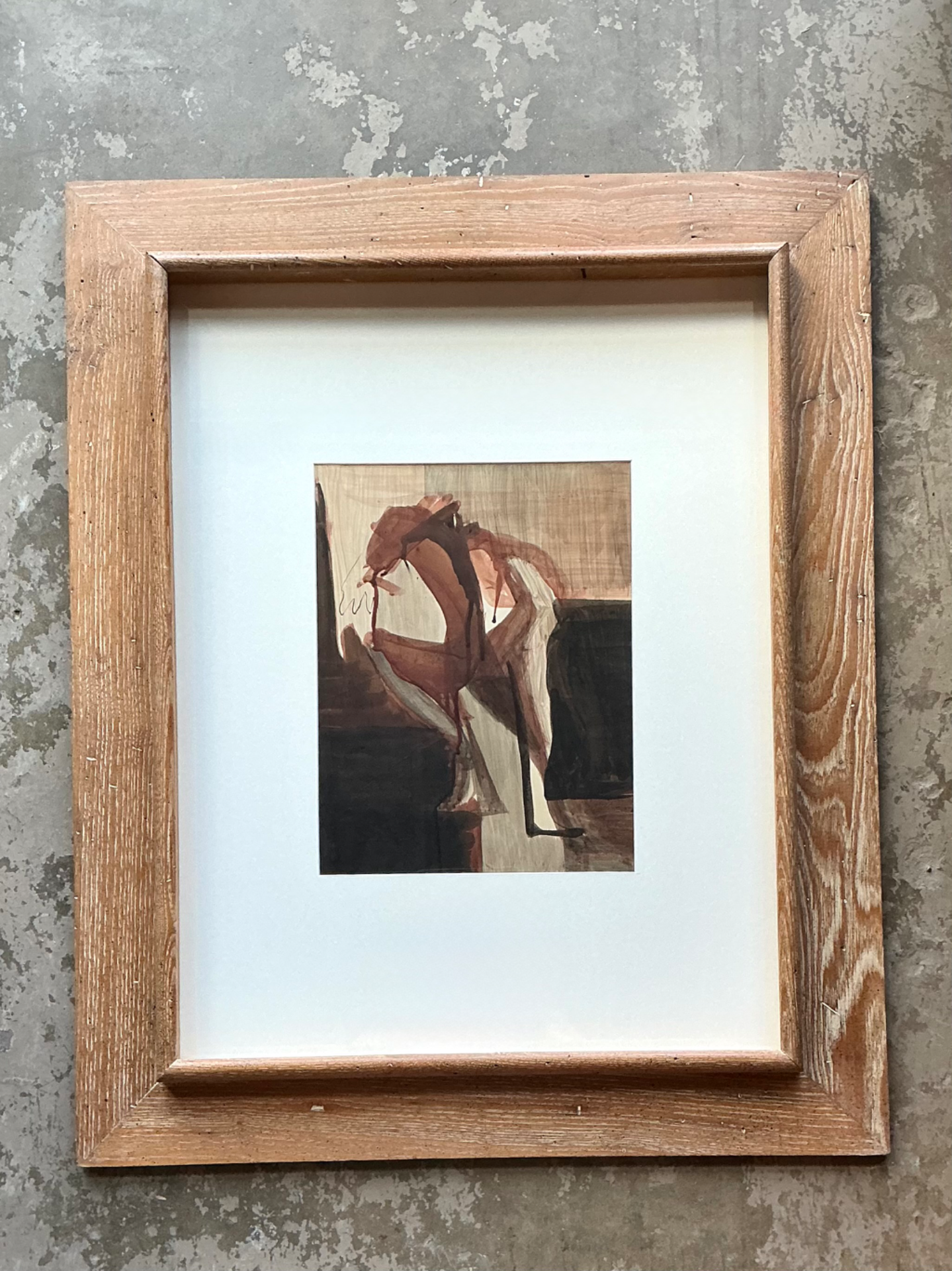 Vintage Framed Abstract Figurative Painting - Top view