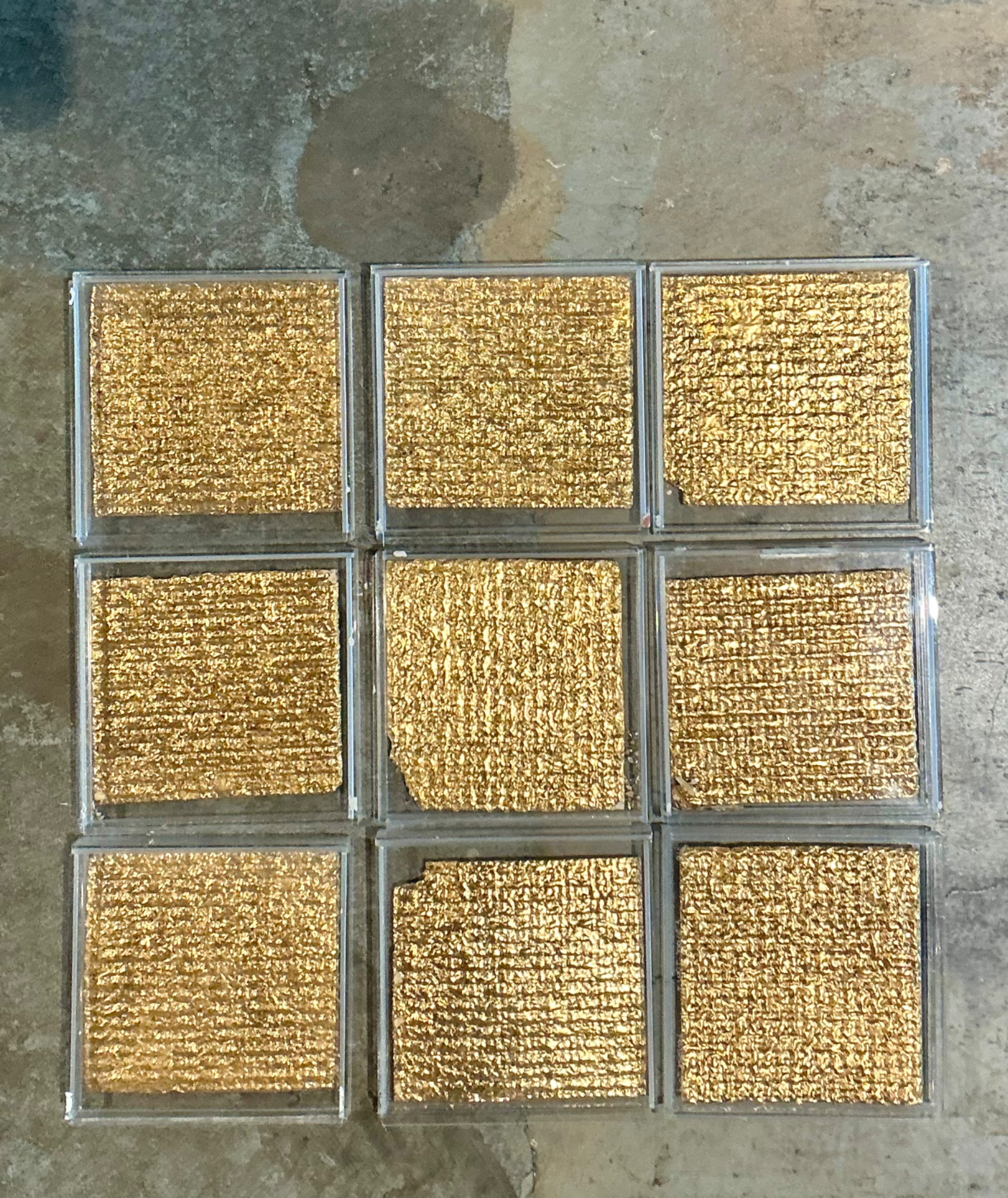 Vintage Signed Judi Harvest “Edible Icons” Gold Plated Matzoh - Set Of 9 - Back view