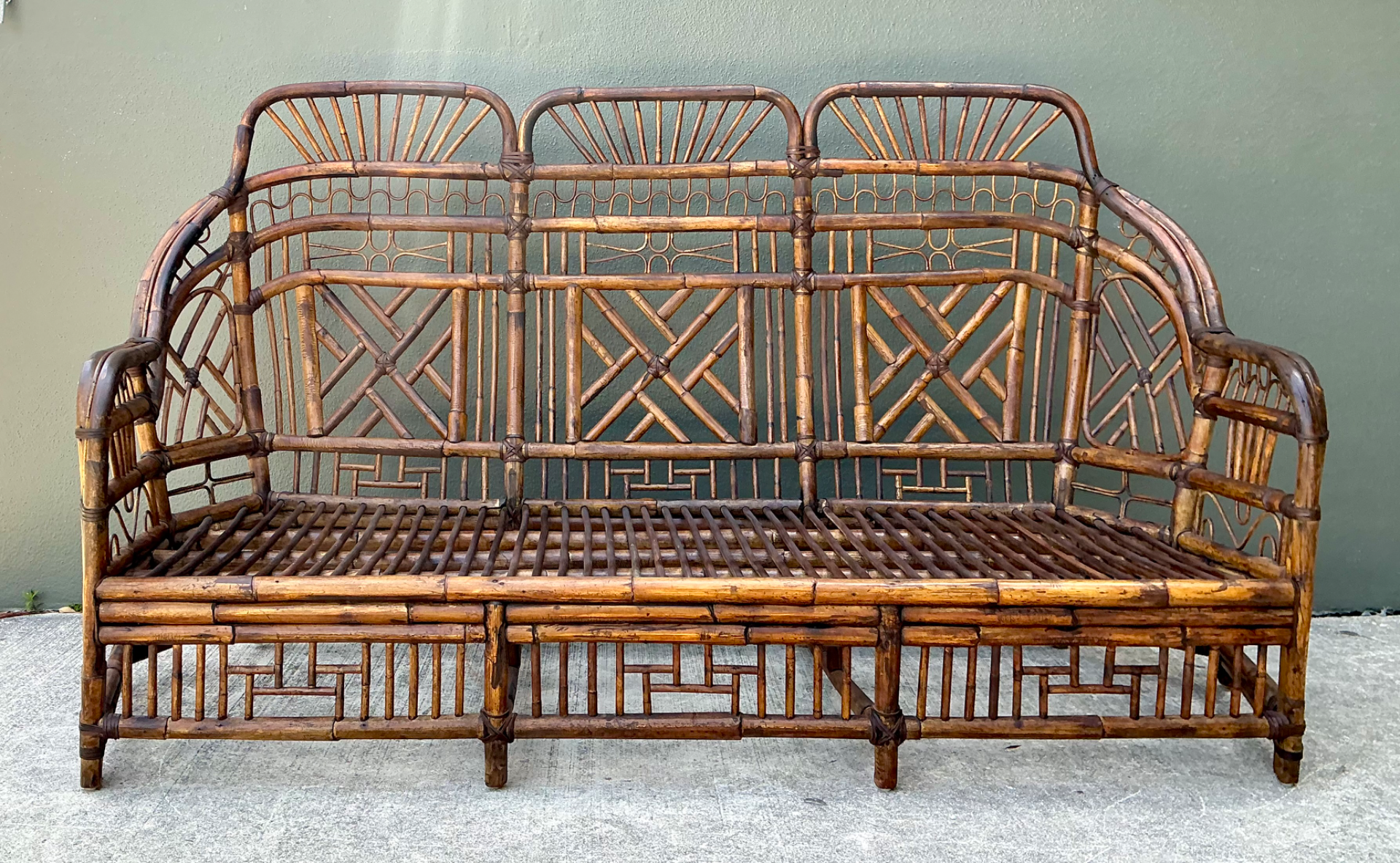 Vintage Brighton Rattan High Back Sofa - Detail view