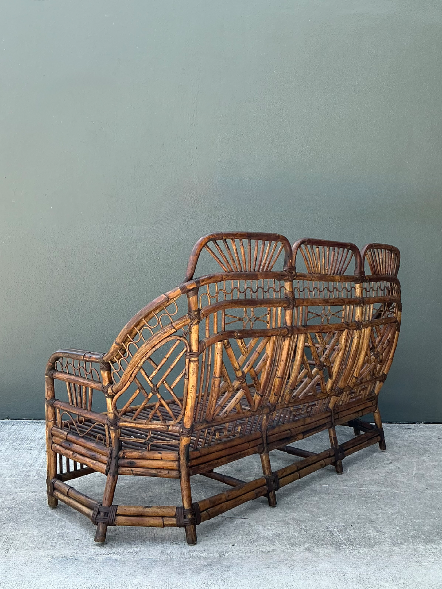 Vintage Brighton Rattan High Back Sofa - Top view