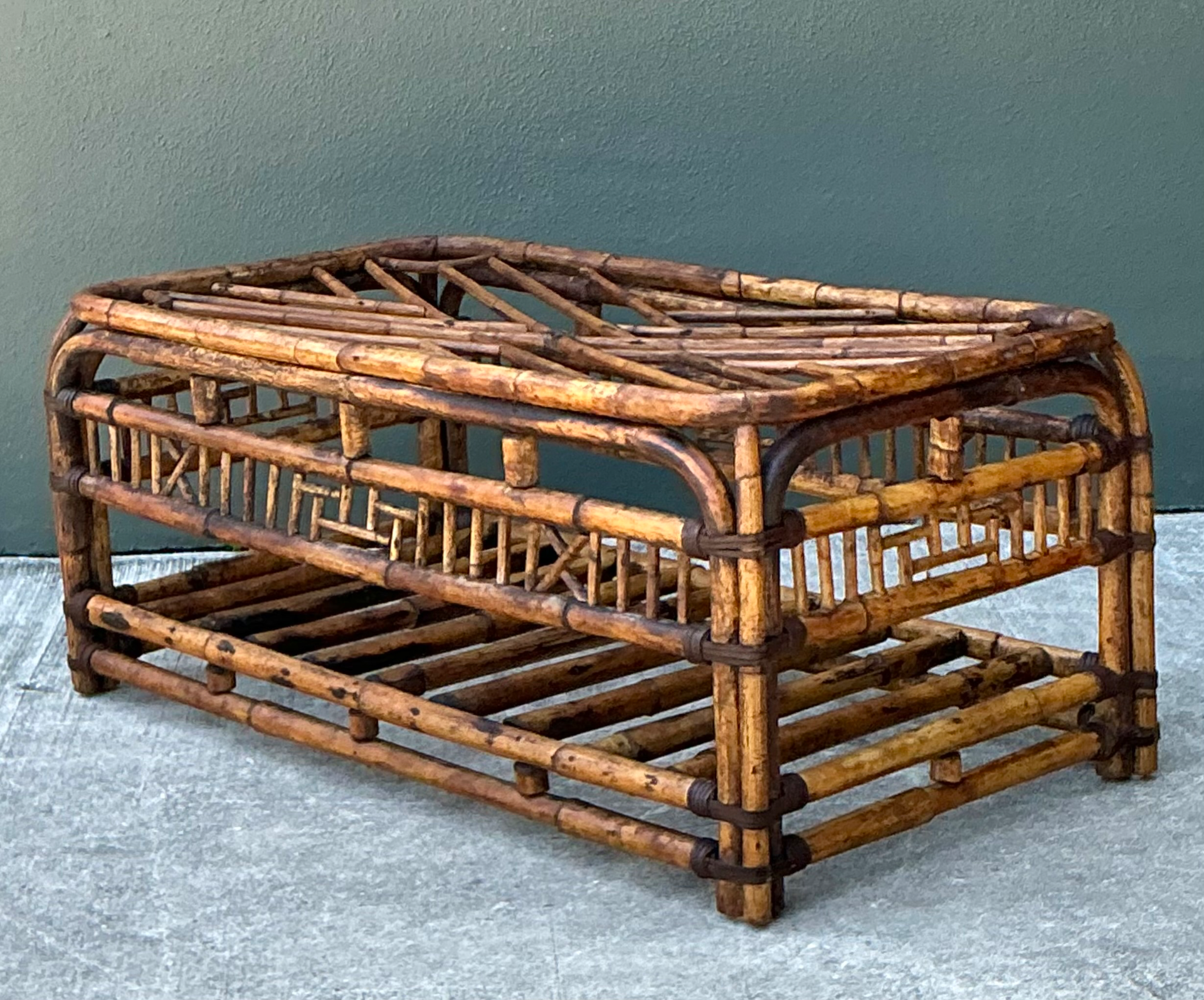 Vintage Brighton Rattan Coffee Table - Back view