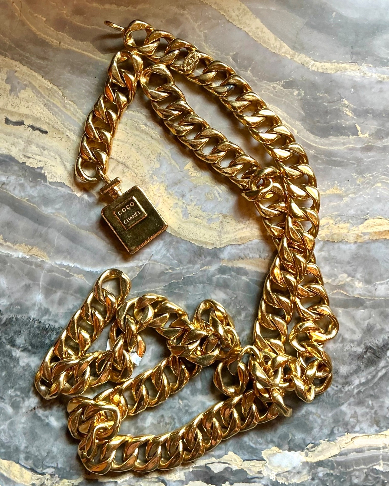 Vintage 1980s Chanel Bottle Chain Belt - Detail view