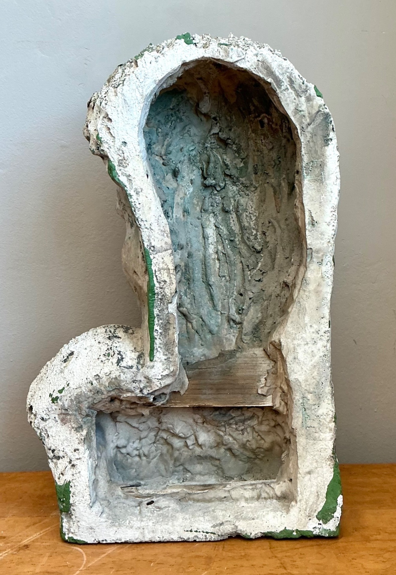 Vintage Weathered Stone Bust Wall Sculpture - Top view