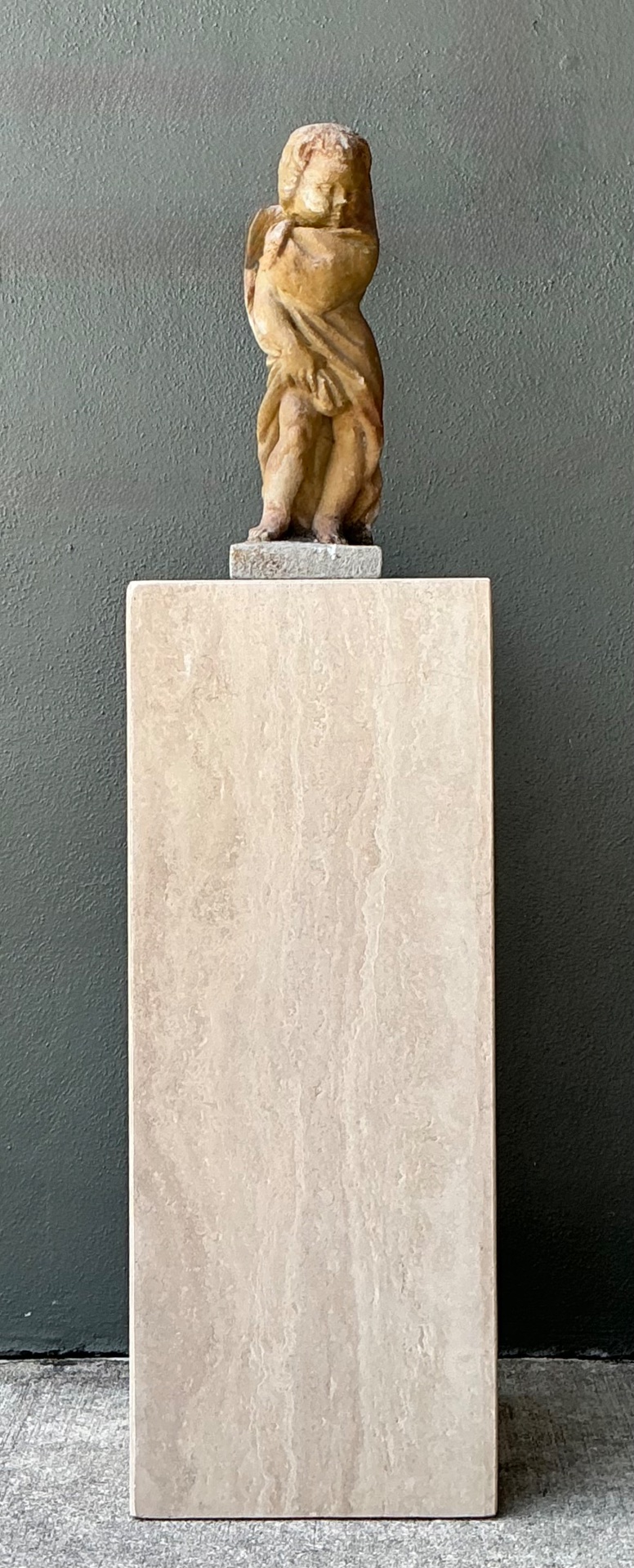 Vintage Travertine Pedestal Column - Back view