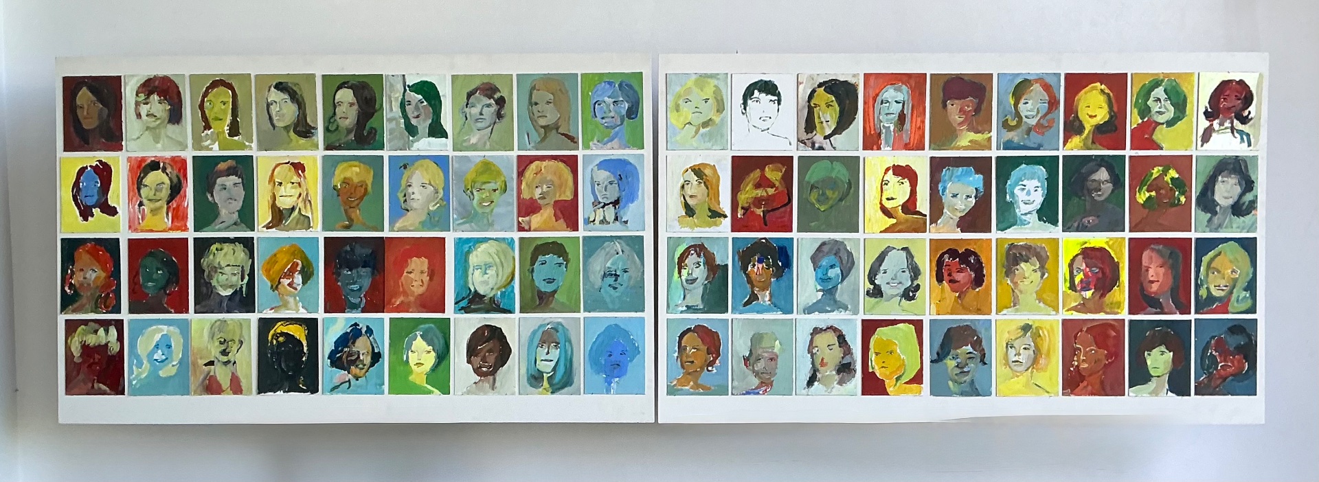 Vintage Original “Yearbook” Portrait Panels - Set Of 2
