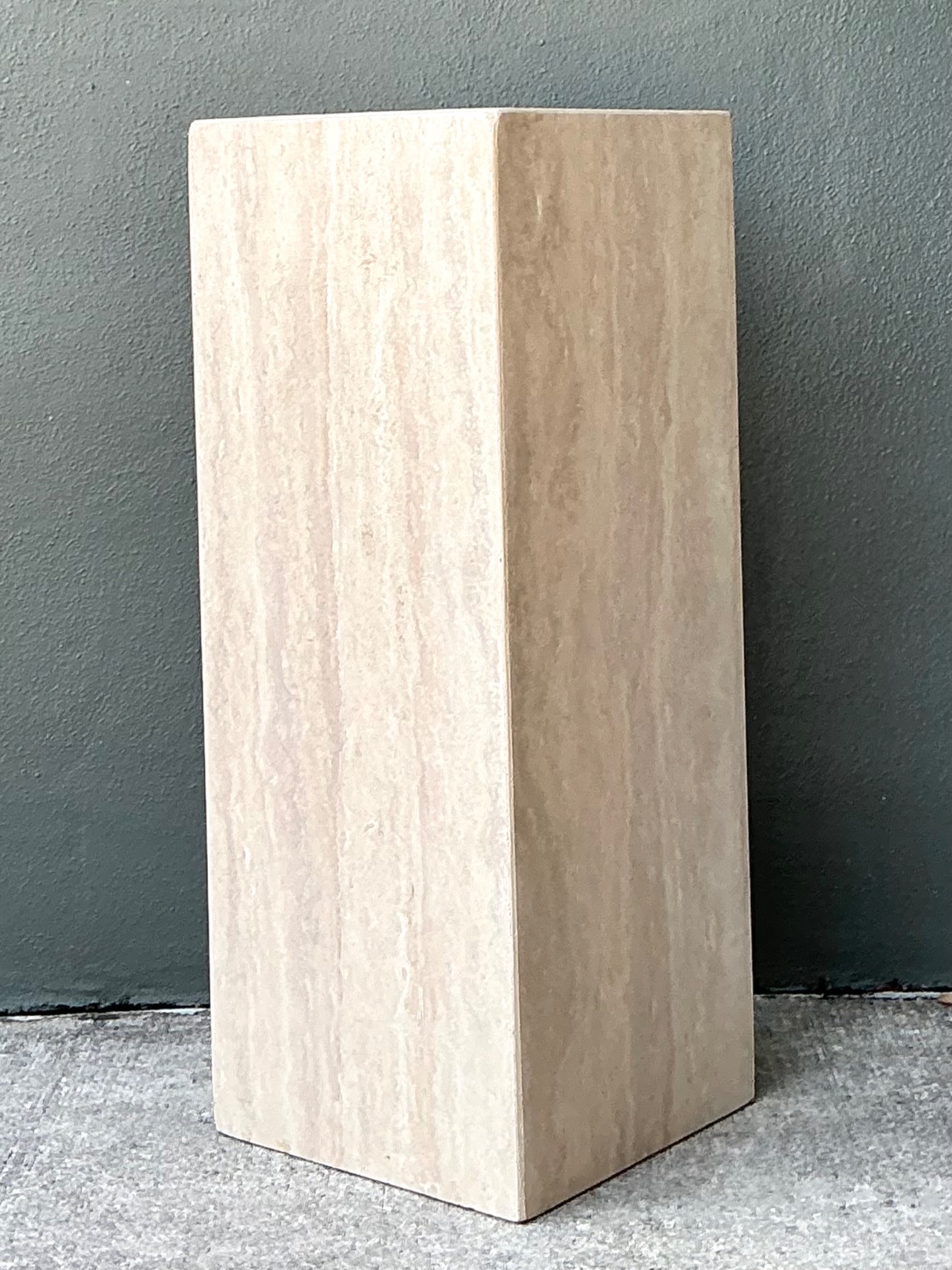 Vintage Travertine Pedestal Column - Side view