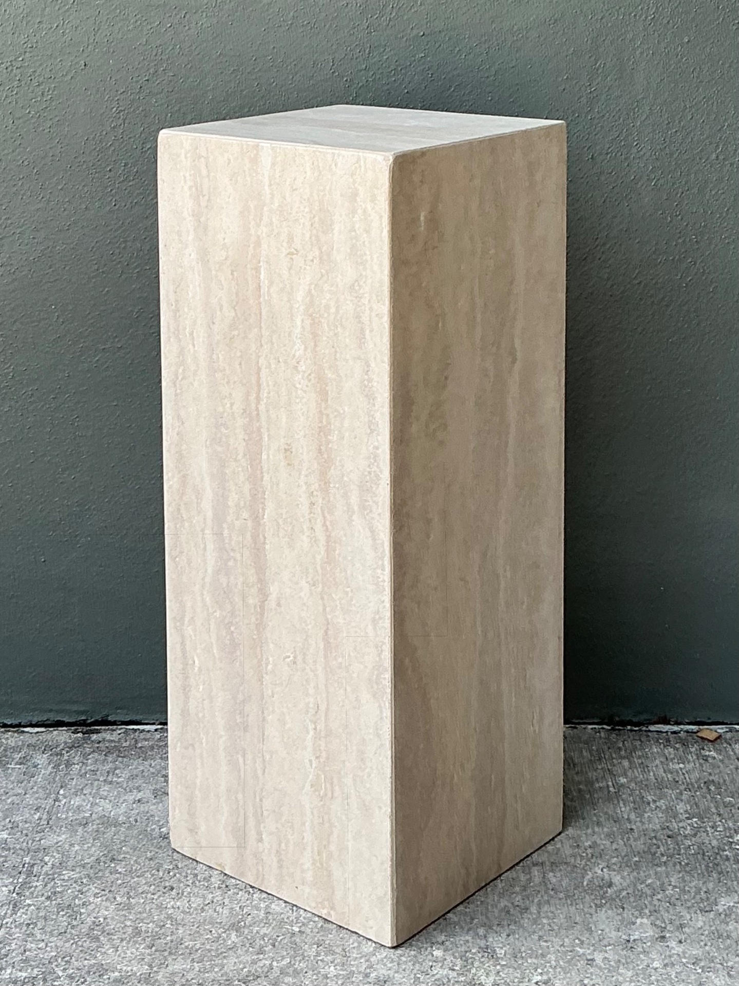 Vintage Travertine Pedestal Column - Top view