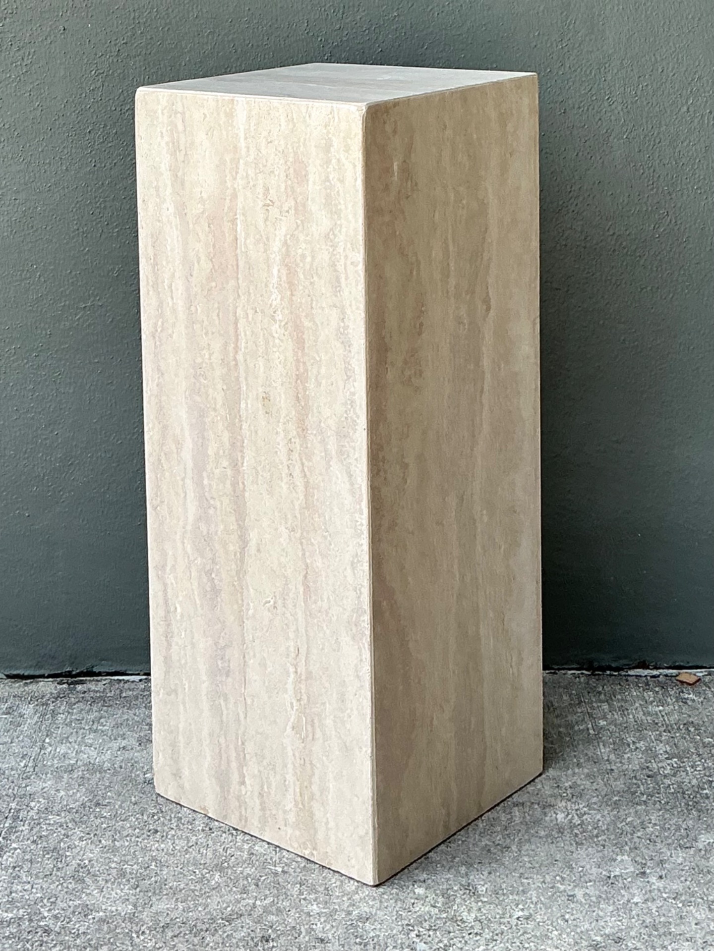 Vintage Travertine Tall Pedestal Column - Side view