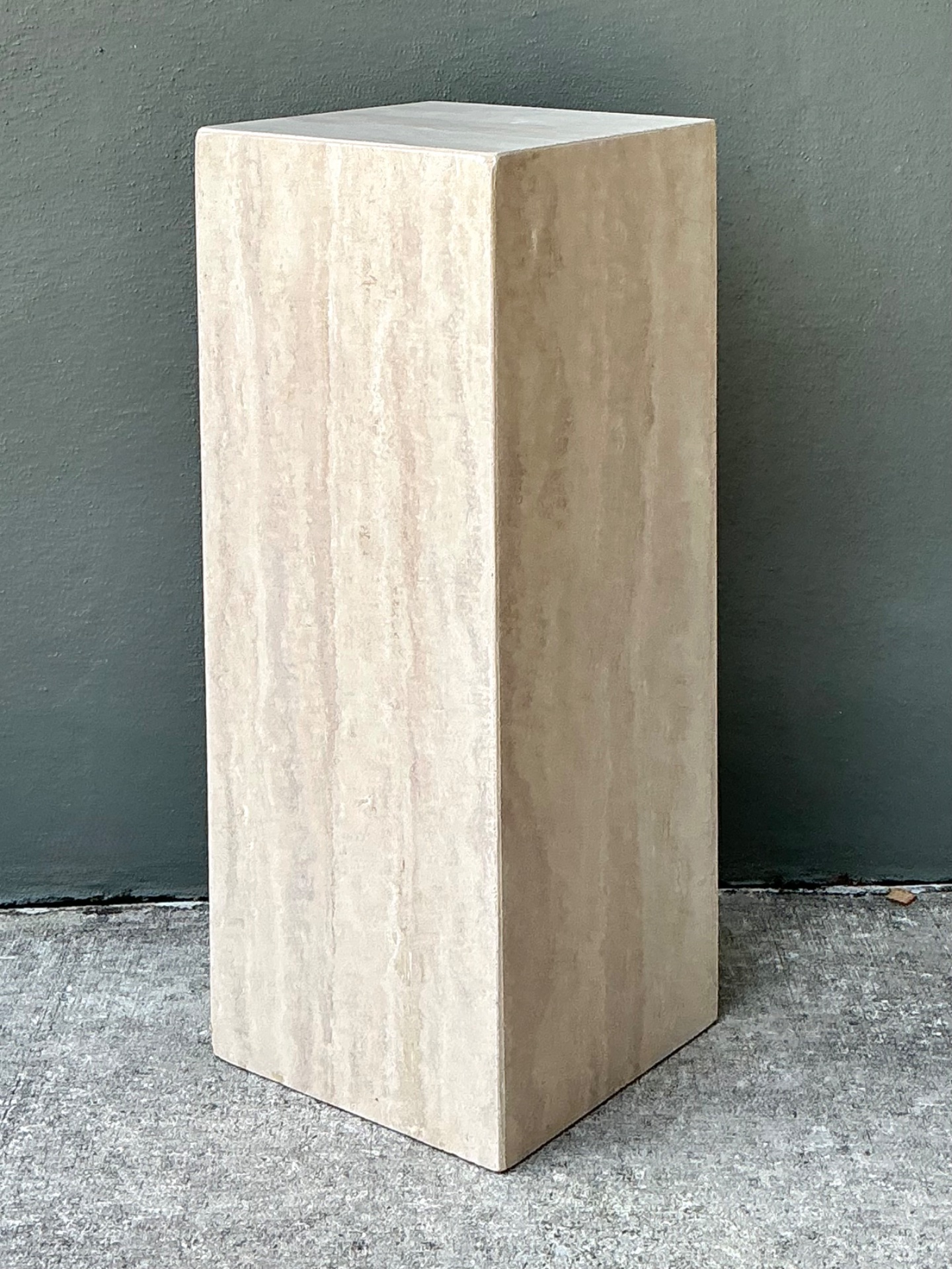 Vintage Travertine Tall Pedestal Column - Top view