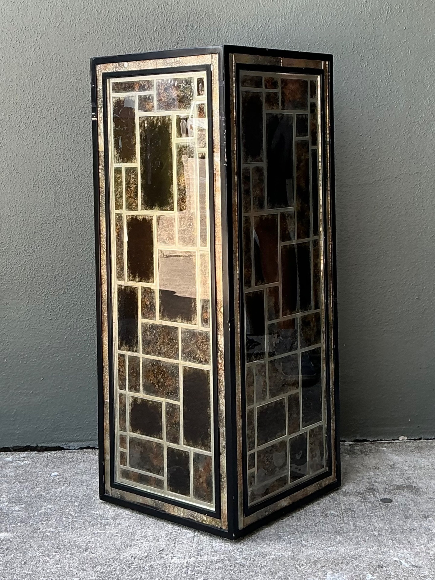 Vintage Eglomise Geometric Glass Pedestal - Top view