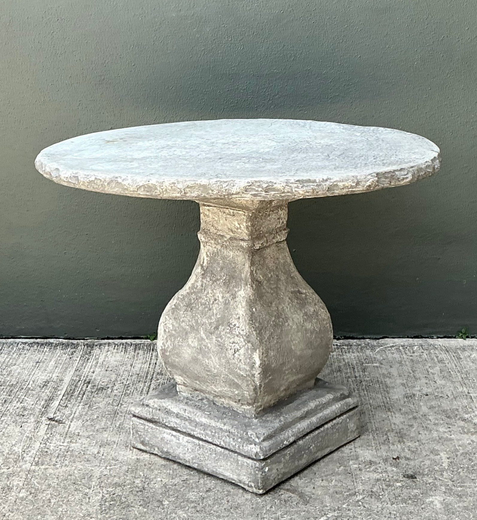 Vintage Cement Pedestal Table - Side view