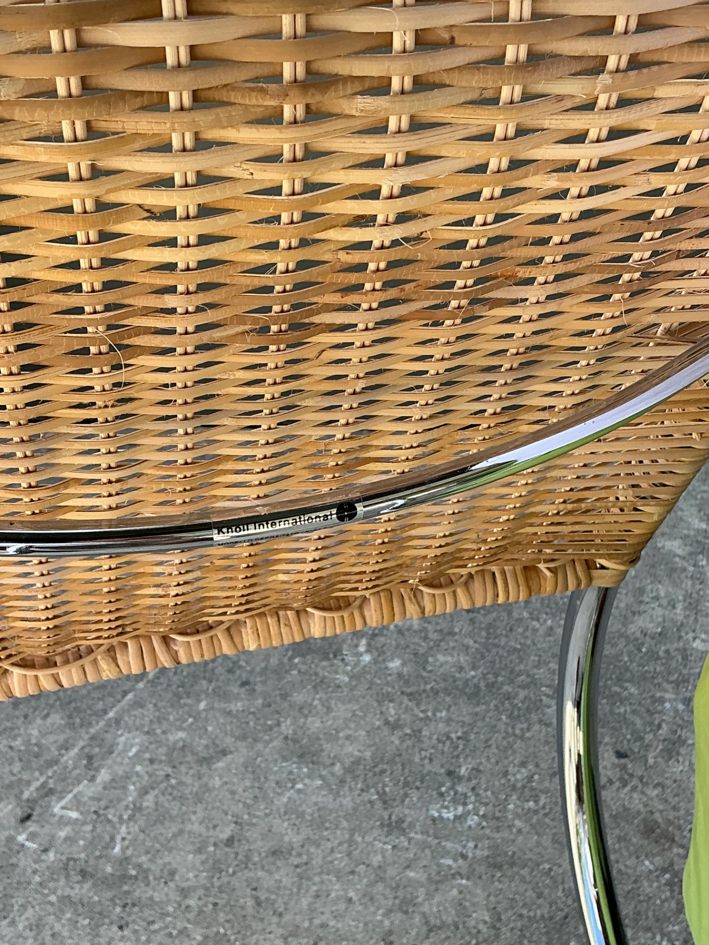 Vintage Mies Van Der Rohe For Knoll Woven Rattan Cantilevered Chair - Back view