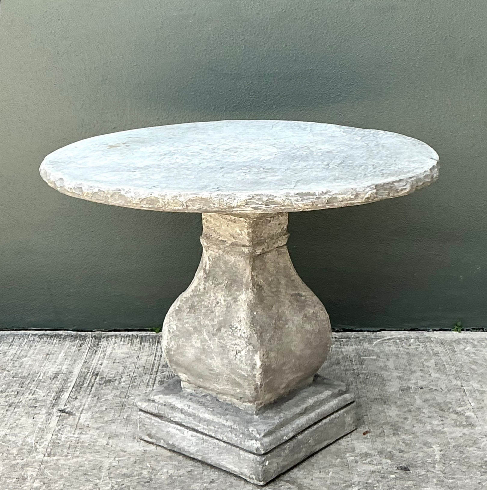 Vintage Cement Pedestal Table - Back view