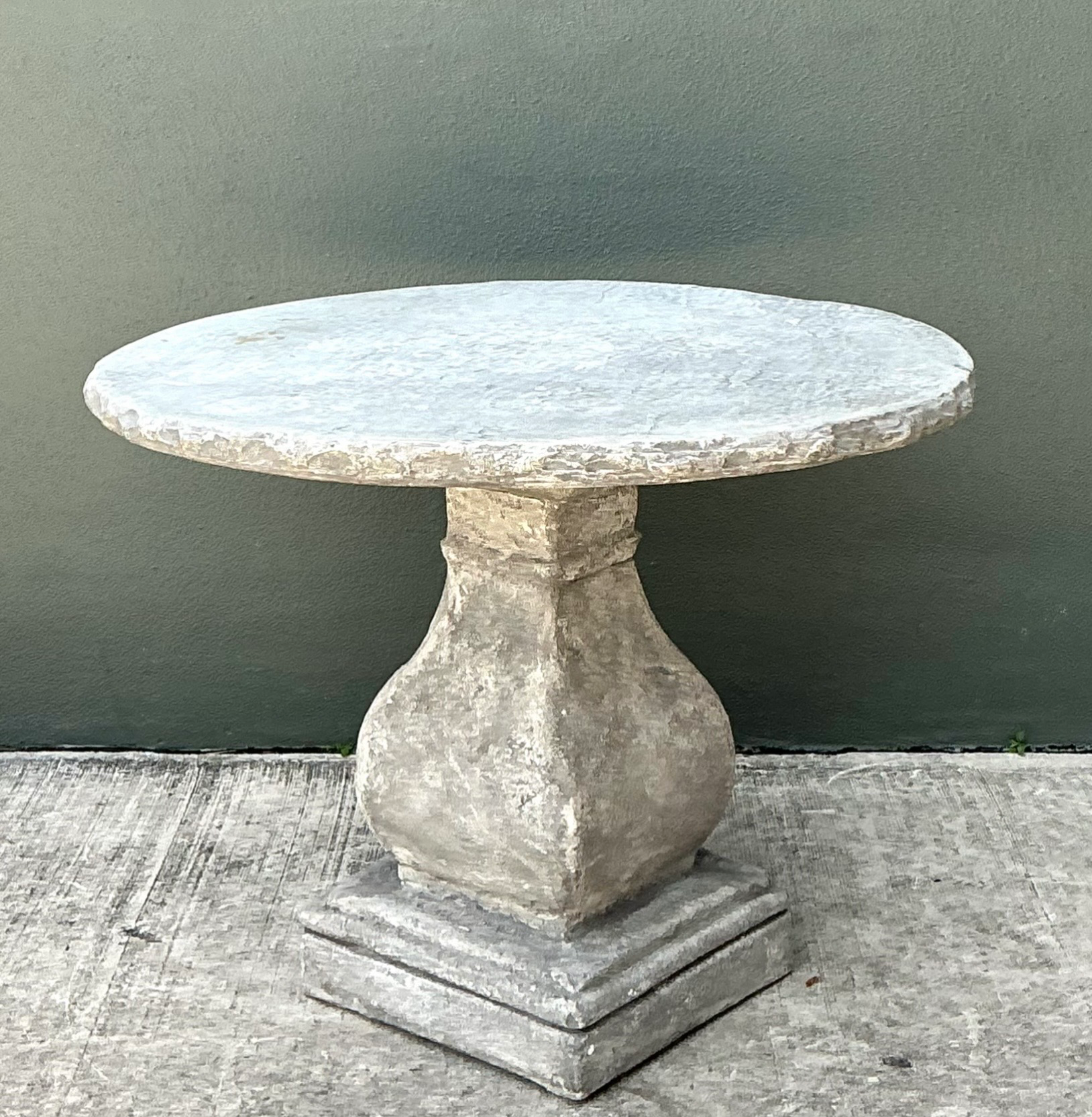 Vintage Cement Pedestal Table - Detail view