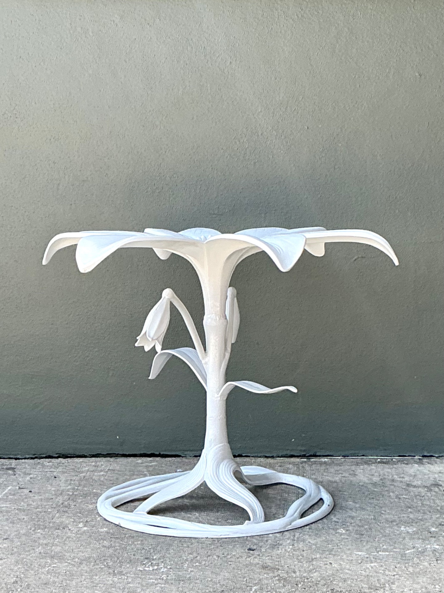 Vintage Arthur Court Cast Aluminum Lily Dining Table Pedestal - Back view