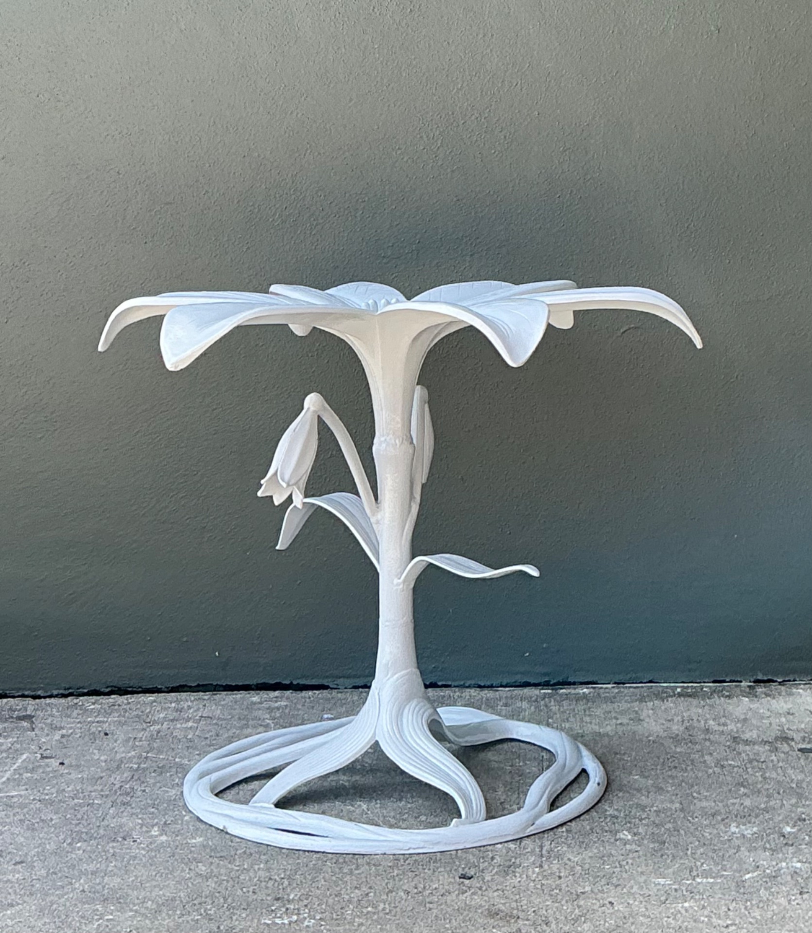 Vintage Arthur Court Cast Aluminum Lily Dining Table Pedestal - Side view