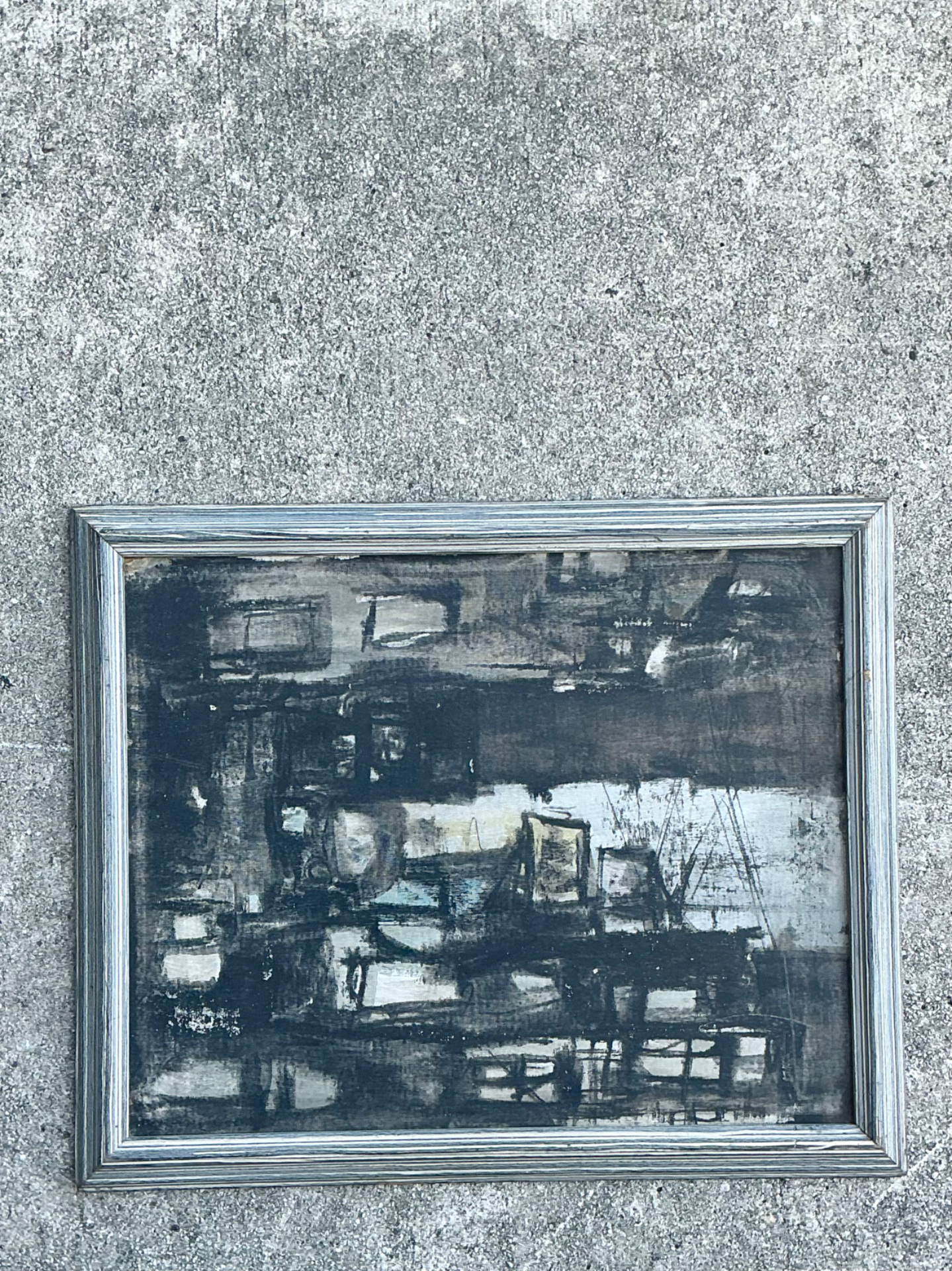 Vintage Framed Abstract Painting - Detail view