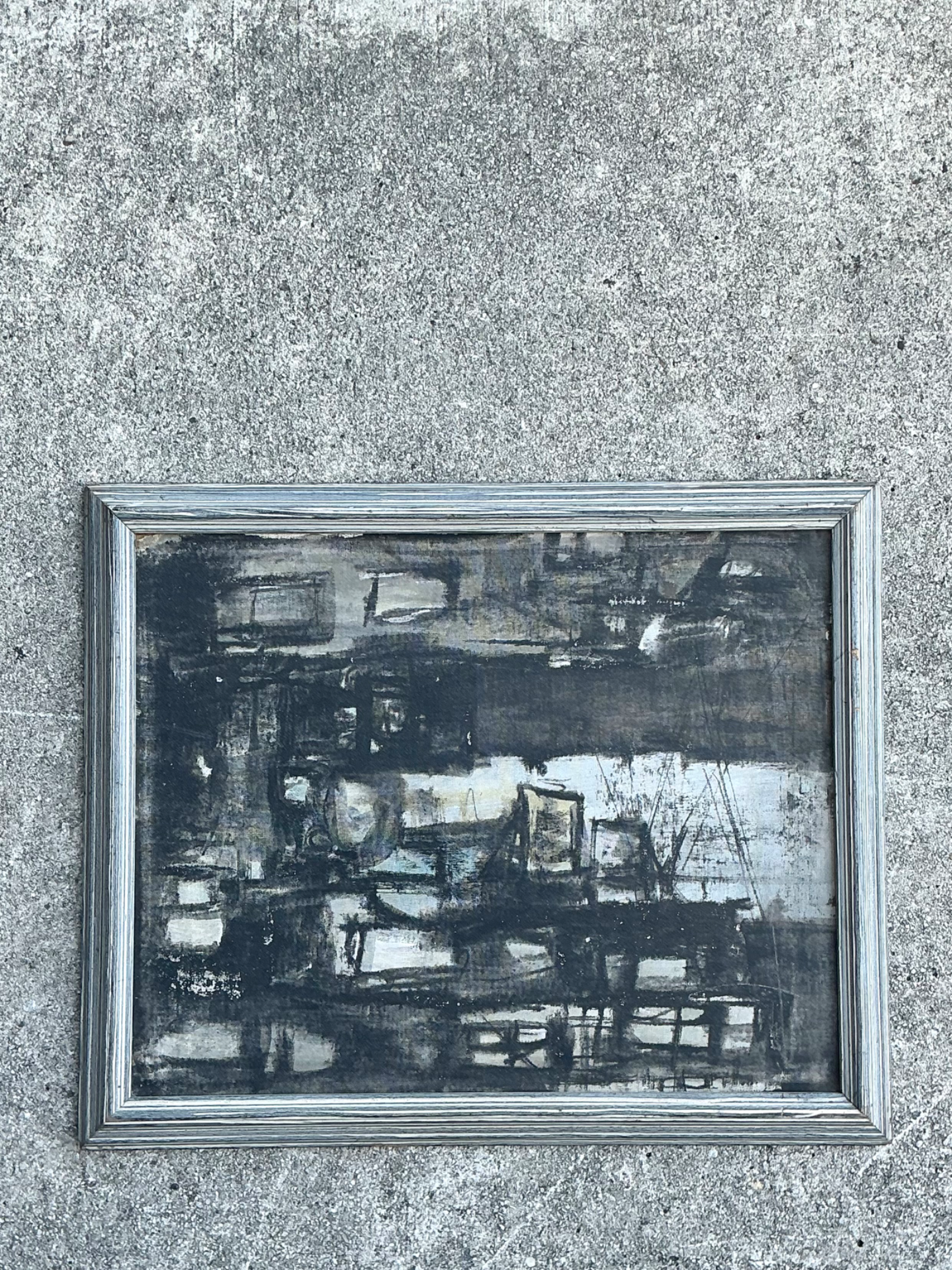 Vintage Framed Abstract Painting - Back view