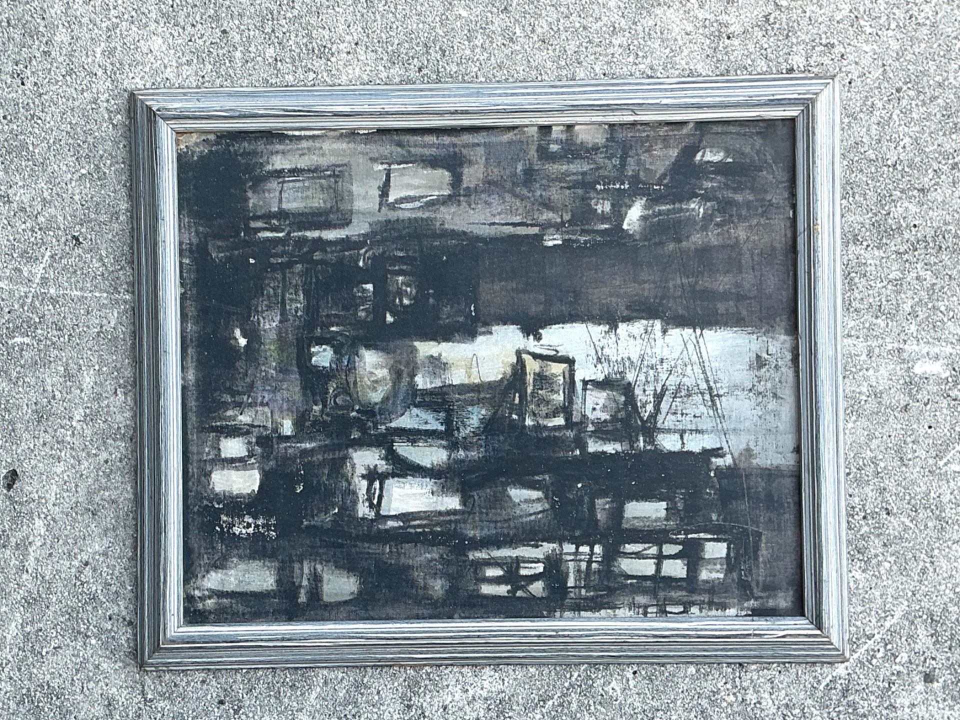 Vintage Framed Abstract Painting - Side view