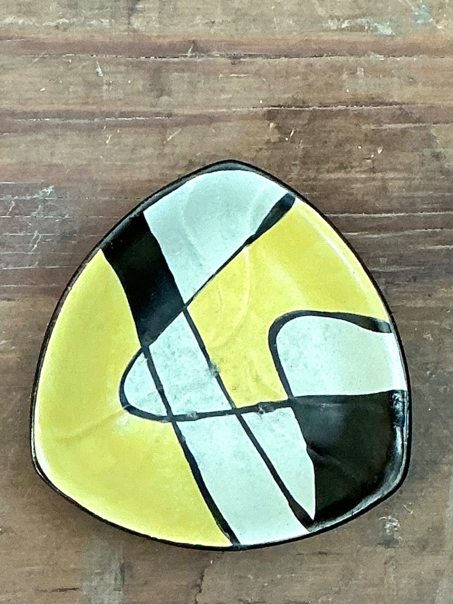 Vintage West German Hand Painted Geometric Bowl - Top view