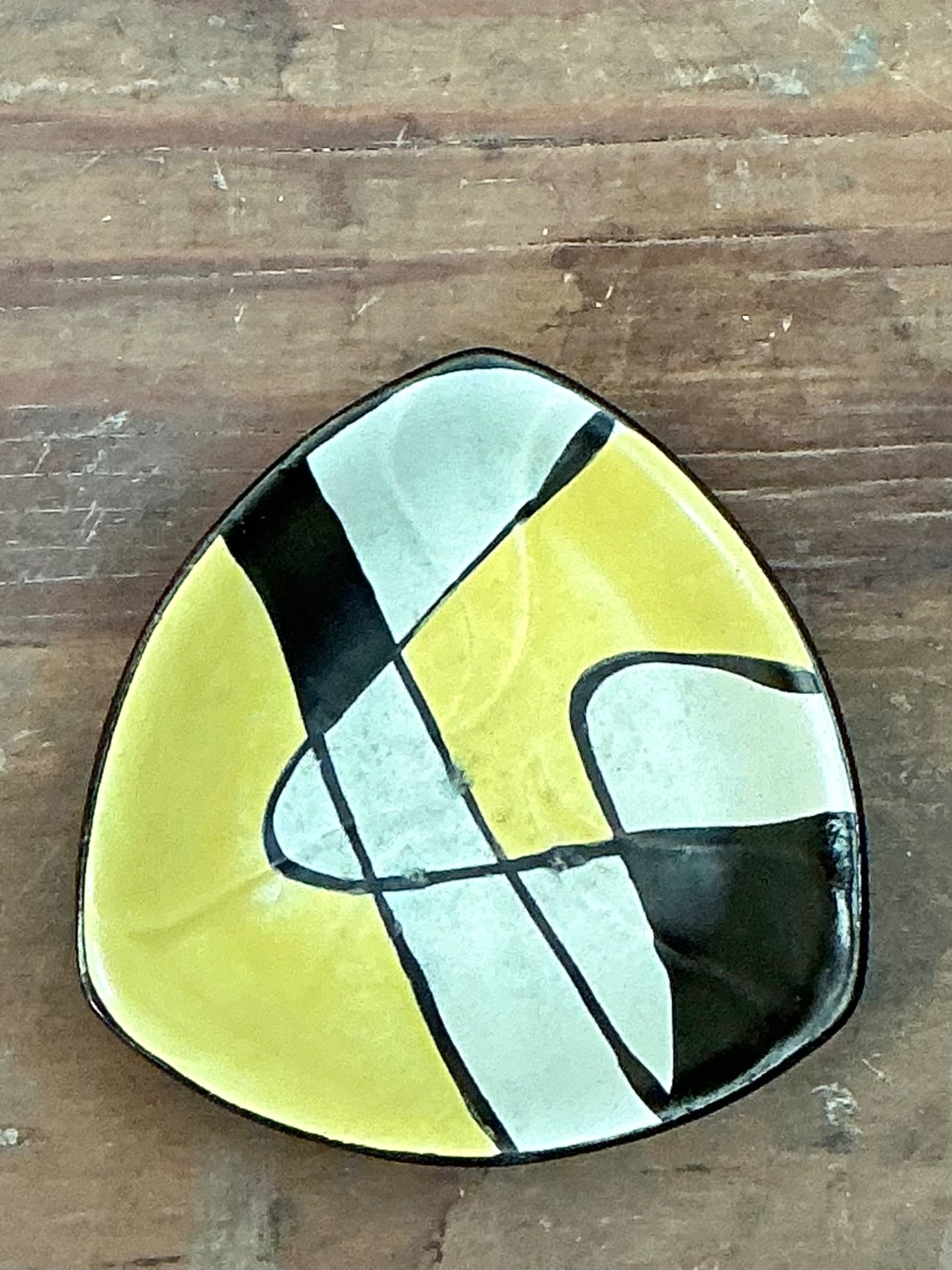 Vintage West German Hand Painted Geometric Bowl - Detail view
