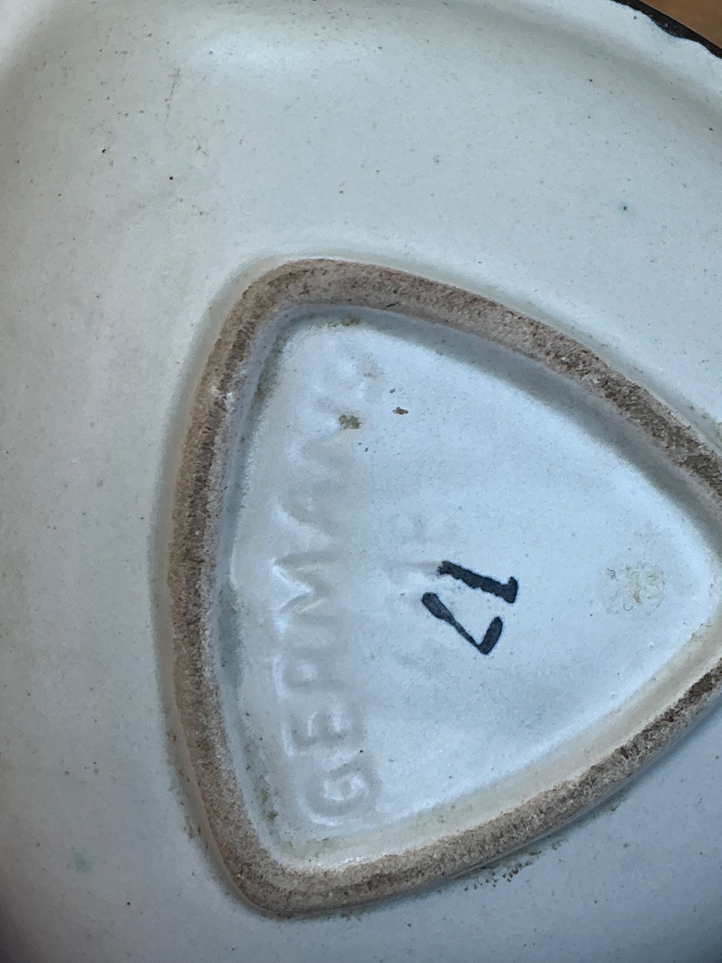 Vintage West German Hand Painted Geometric Bowl - Back view