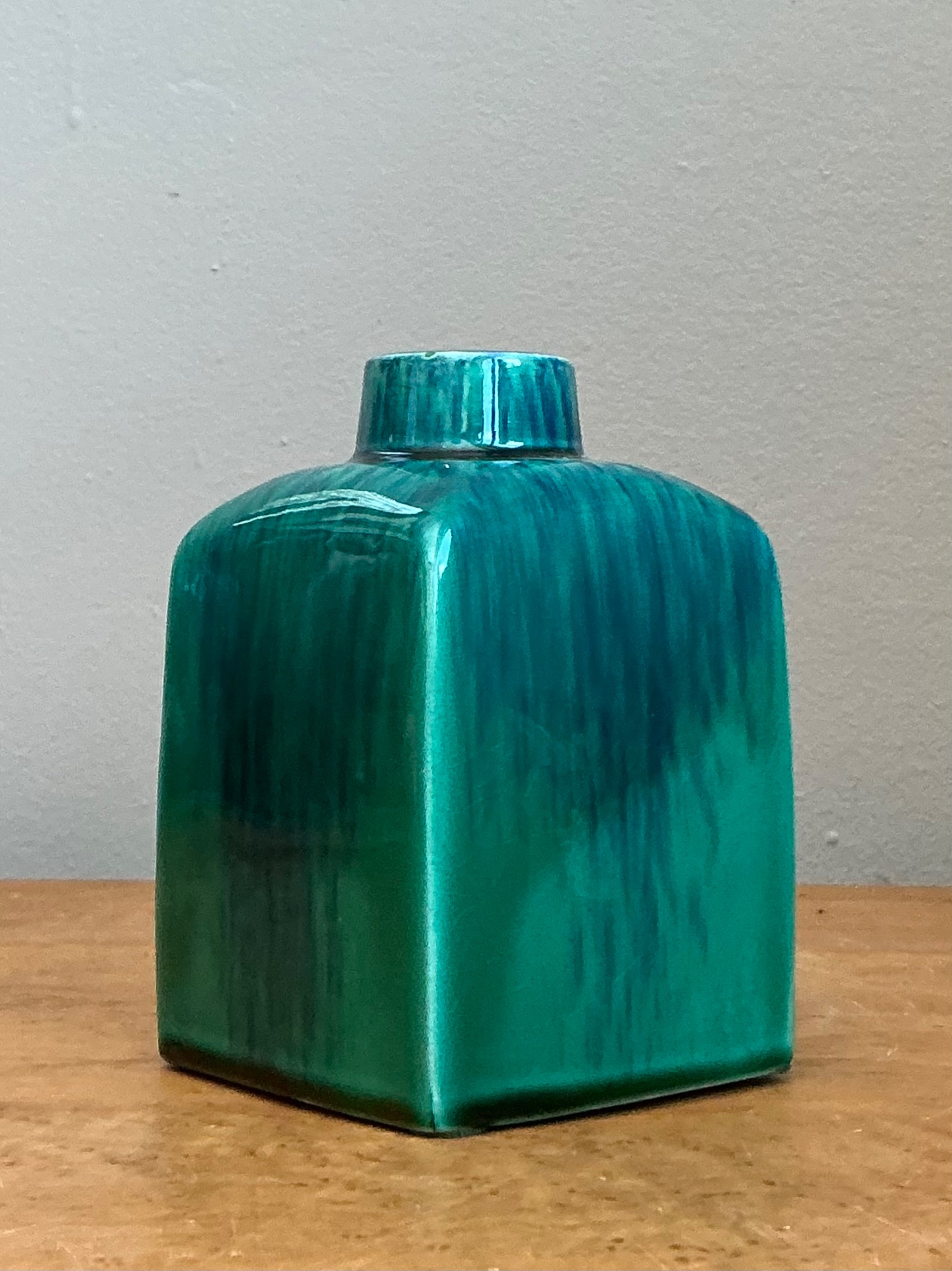 Vintage Turquoise Glazed Ceramic Vase - Detail view