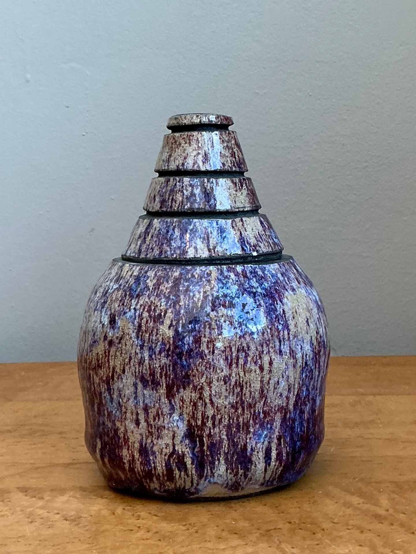 Vintage Original Studio Pottery Lidded Jar - Side view