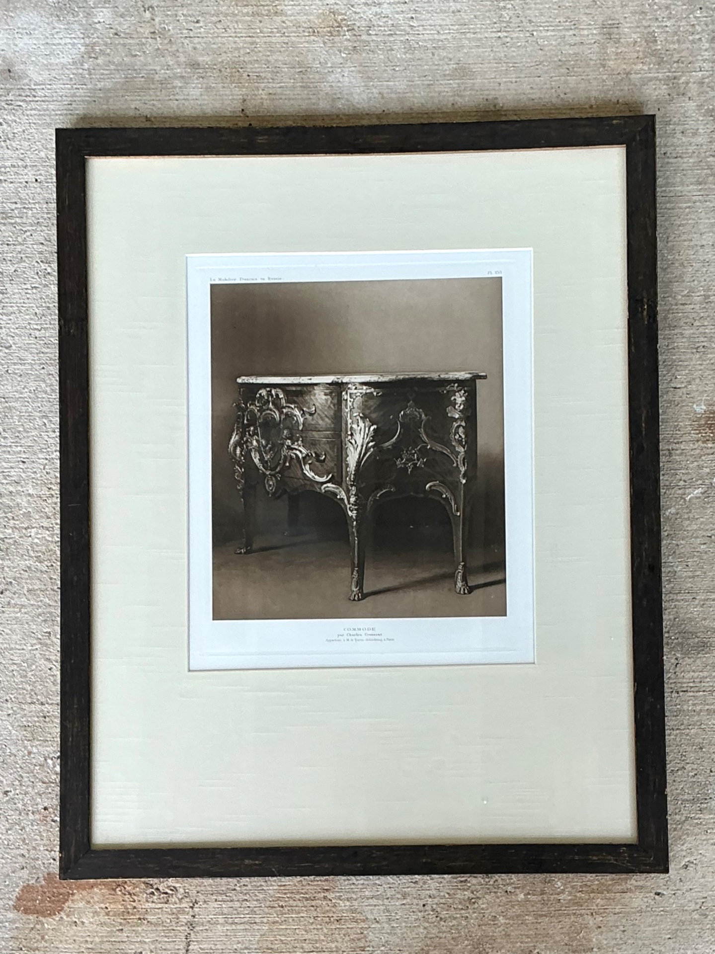 Framed Antique French Commode Print - Back view