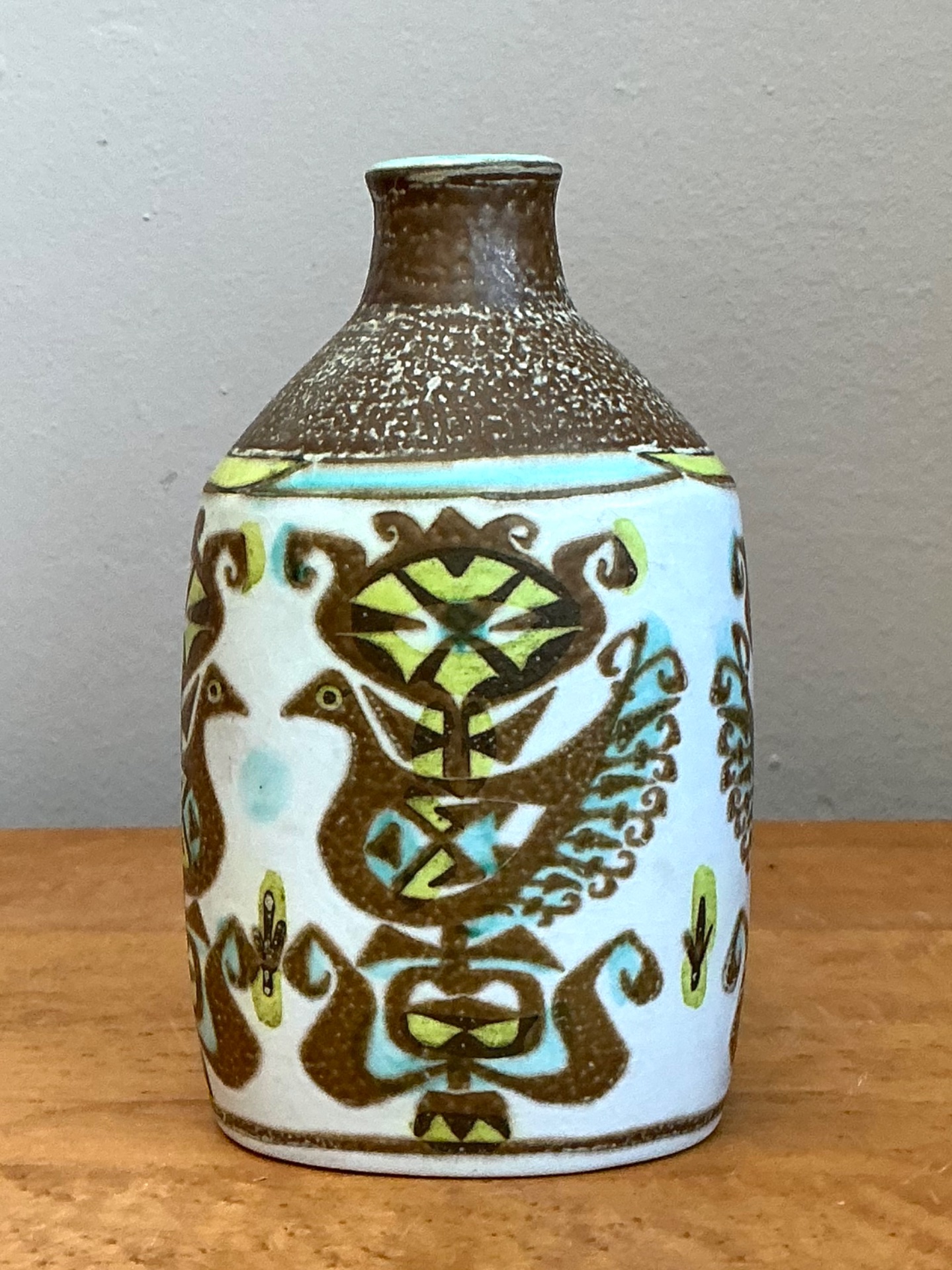 Vintage Scandinavian Folk Art Vase - Top view