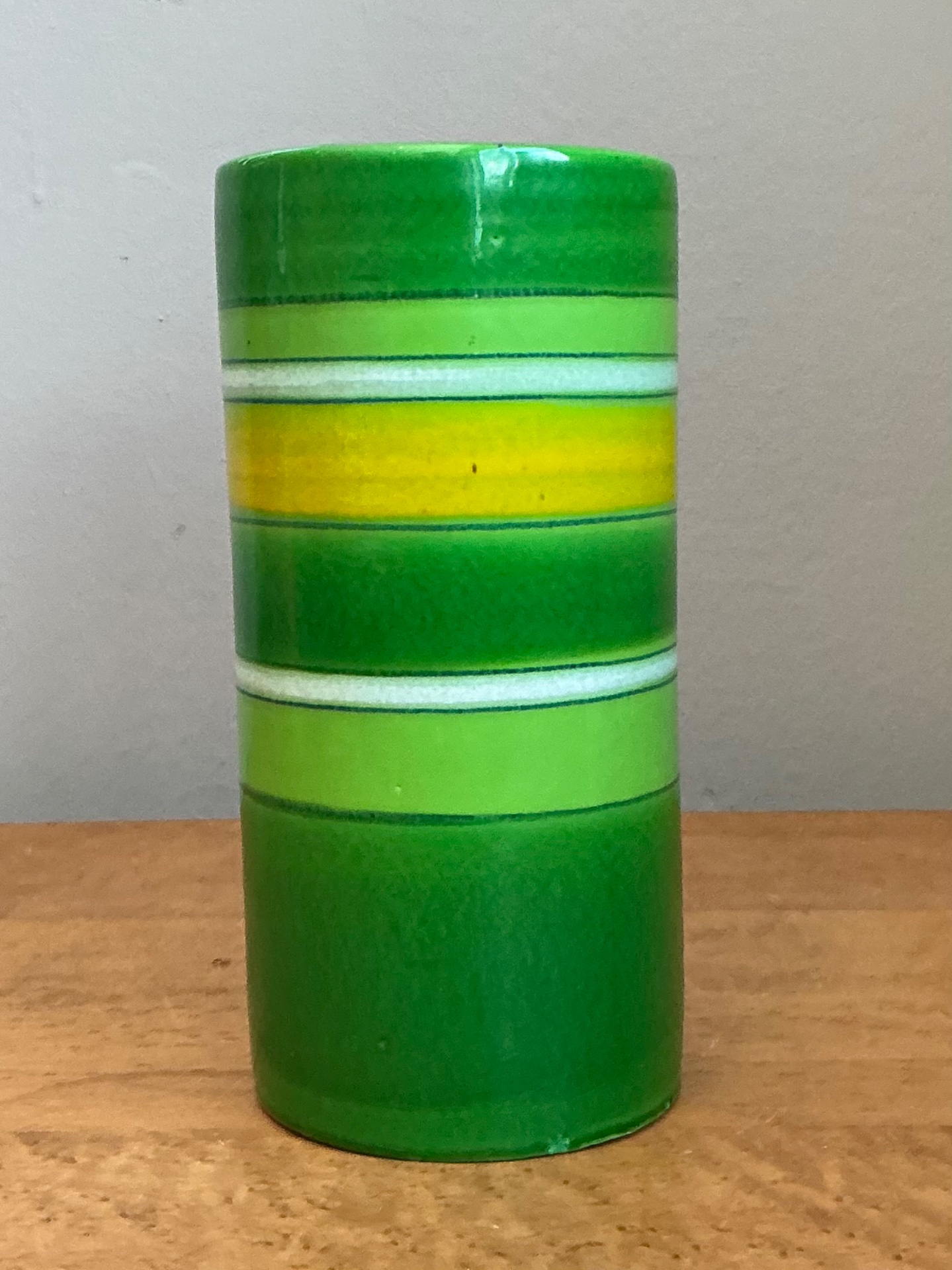 Vintage Italian Striped Ceramic Vase - Top view