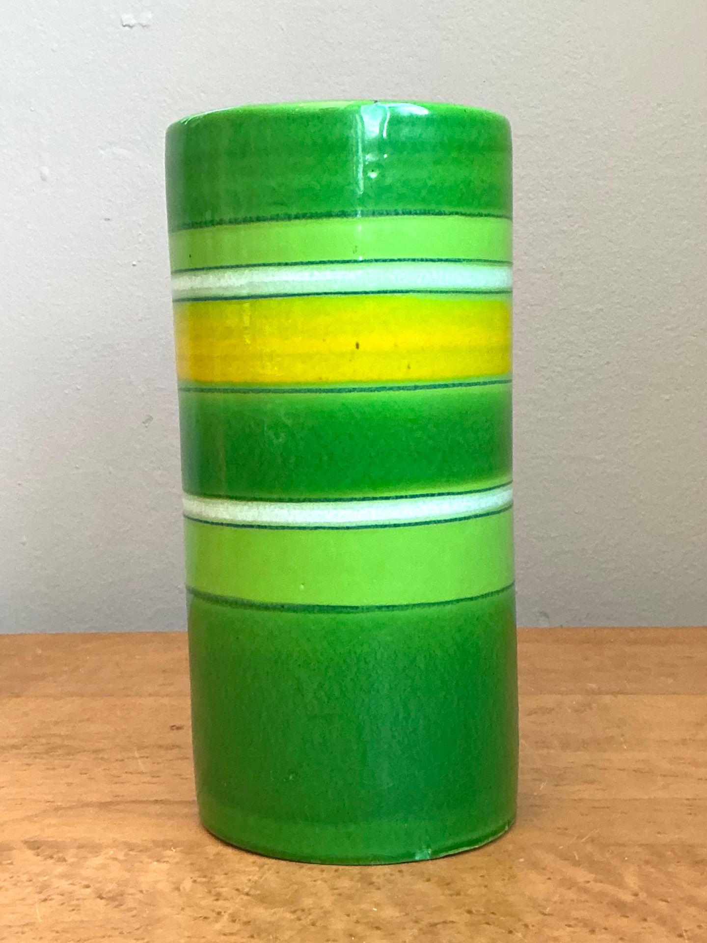 Vintage Italian Striped Ceramic Vase - Back view