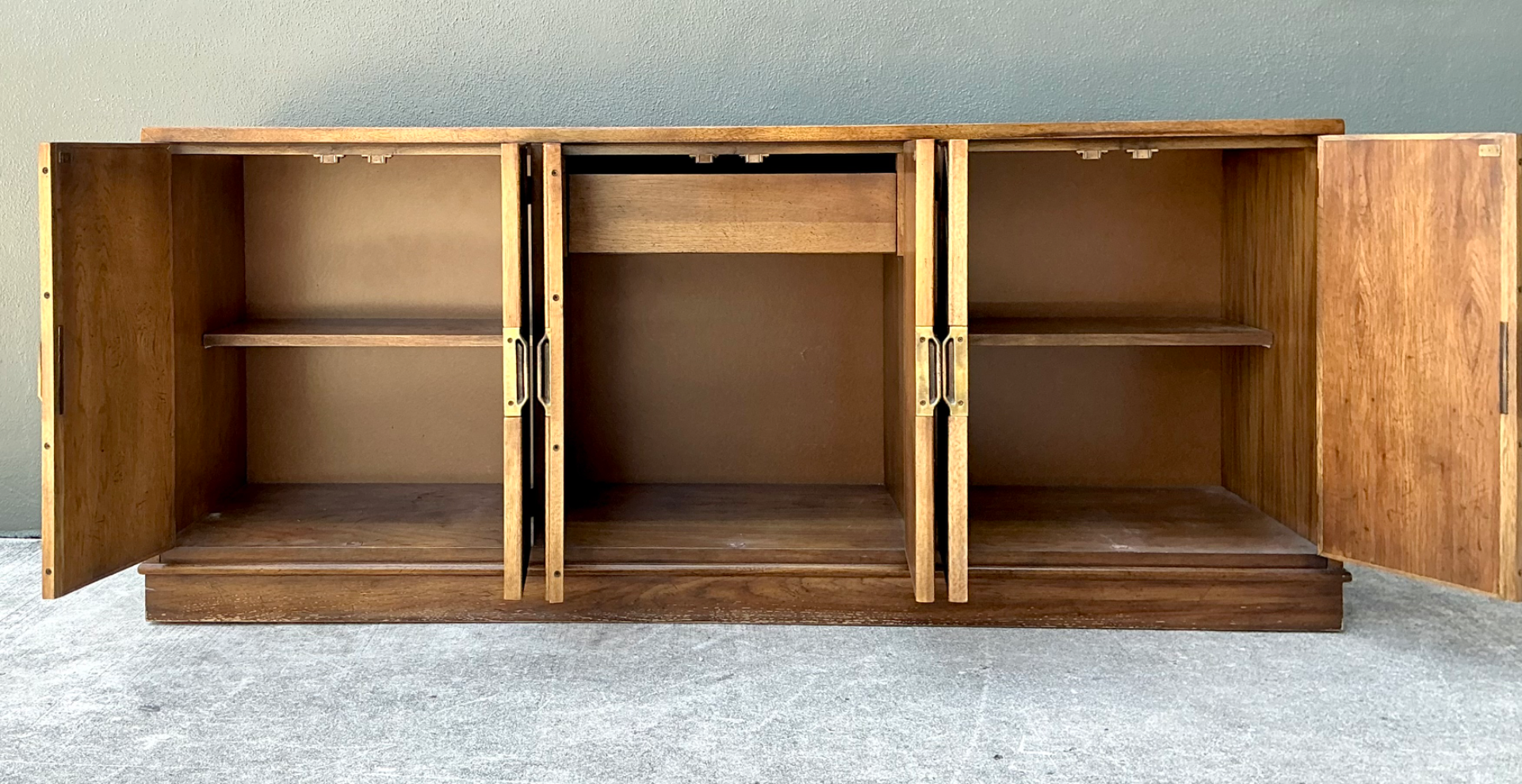 Vintage American Of Martinsville Chevron Wood Credenza - Top view