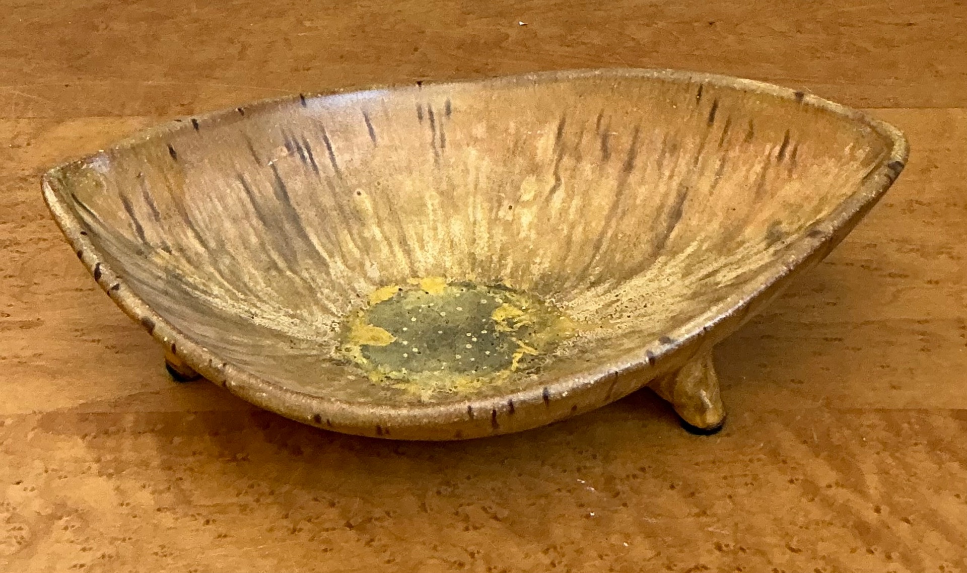 Vintage Tripod Ceramic Bowl - Side view