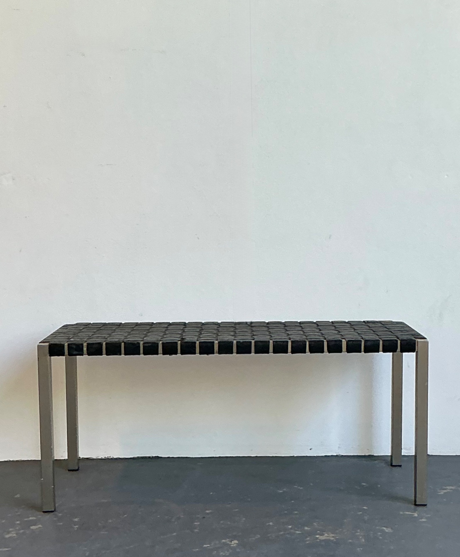 Vintage Ralph Lauren Woven Leather Bench - Back view