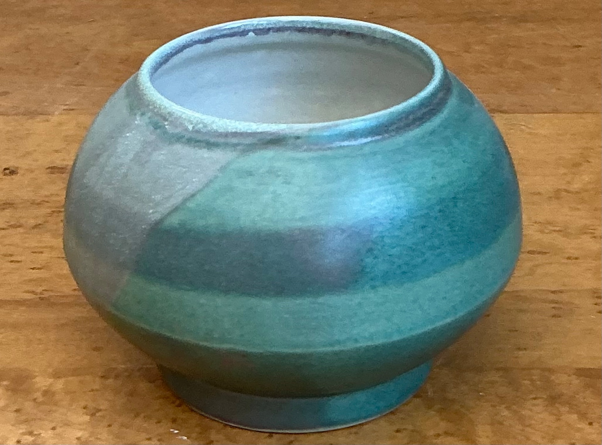 Vintage Turquoise Glazed Ceramic Vase - Back view