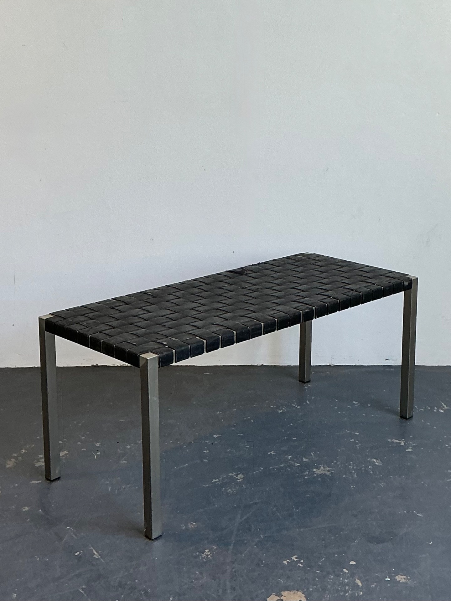 Vintage Ralph Lauren Woven Leather Bench - Side view