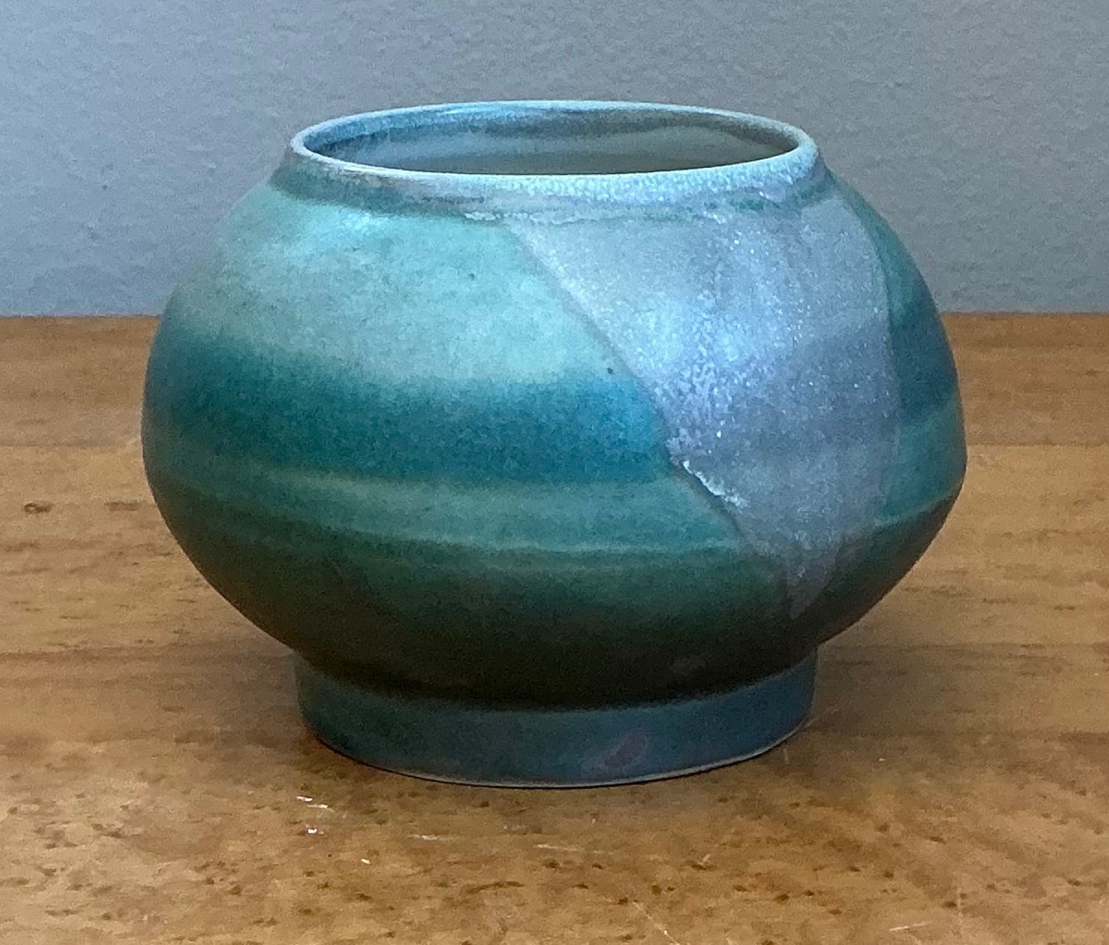 Vintage Turquoise Glazed Ceramic Vase - Detail view