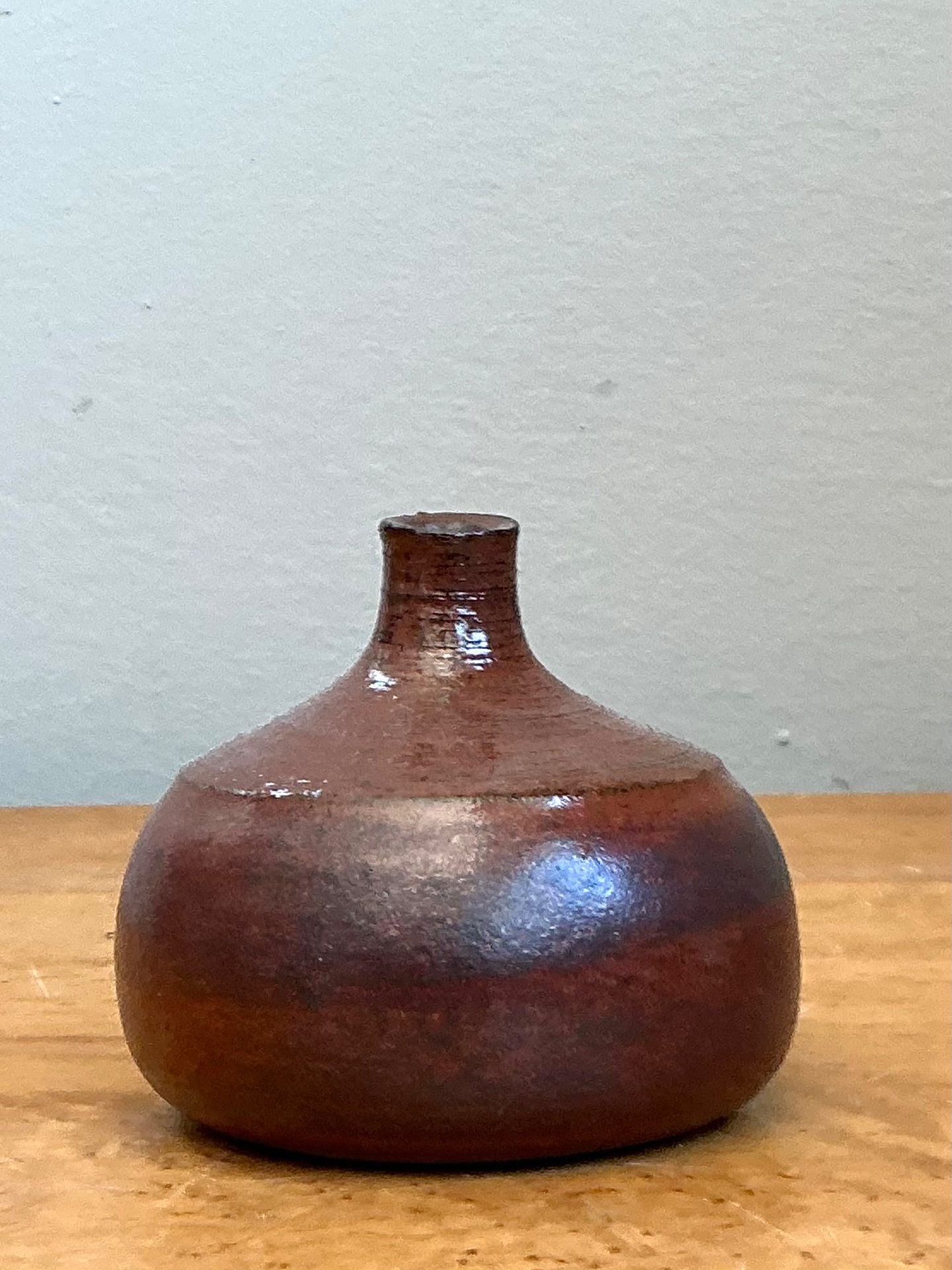 Vintage Brown Studio Pottery Vase - Side view