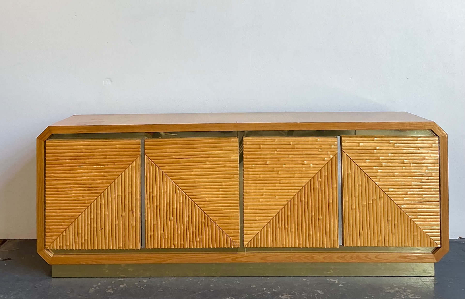 Vintage Geometric Bamboo Credenza - Detail view