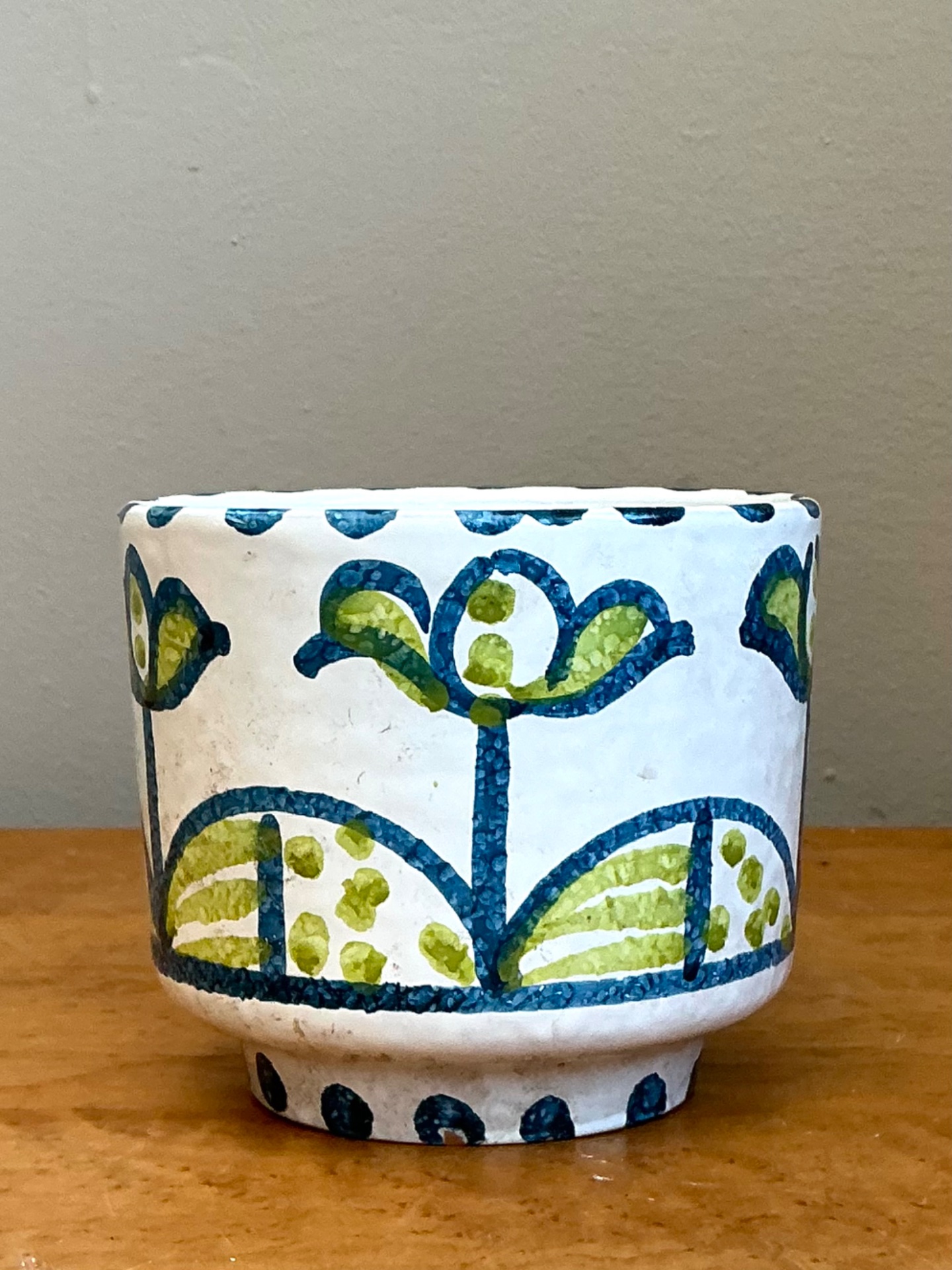 Vintage Italian Hand Painted Cache Pot - Back view