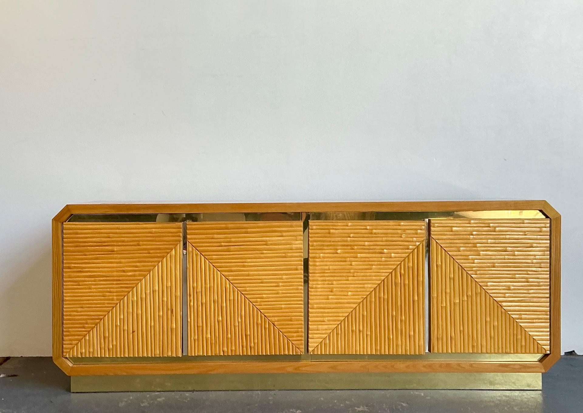 Vintage Geometric Bamboo Credenza - Side view