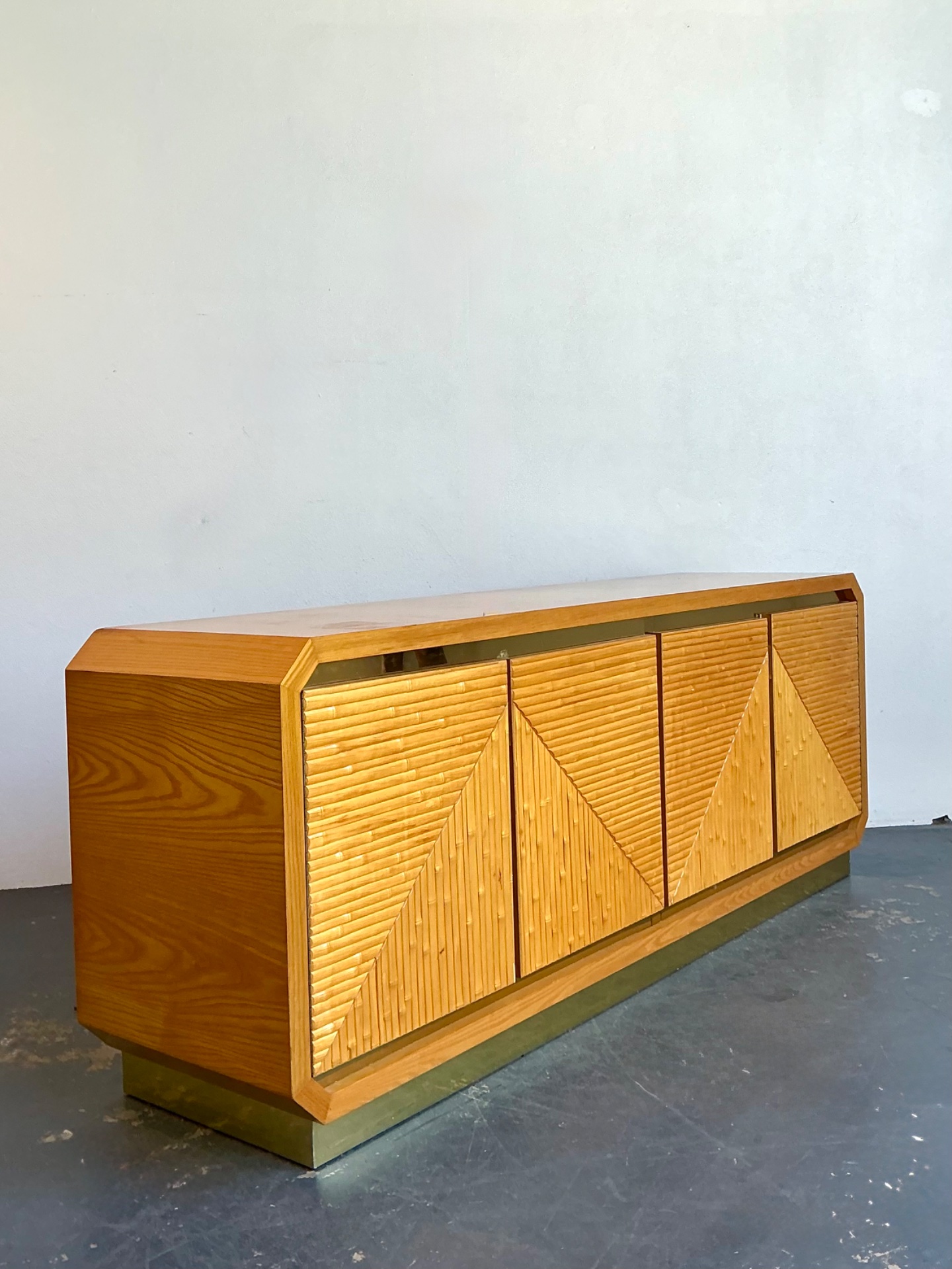 Vintage Geometric Bamboo Credenza - Top view