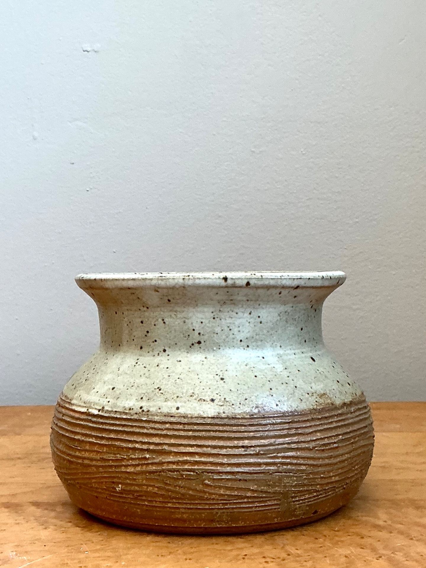 Vintage Textured Studio Pottery Vase - Side view