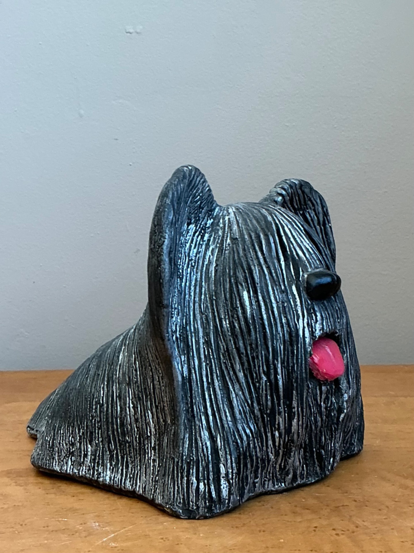 Vintage Shaggy Dog Ceramic Figurine - Side view