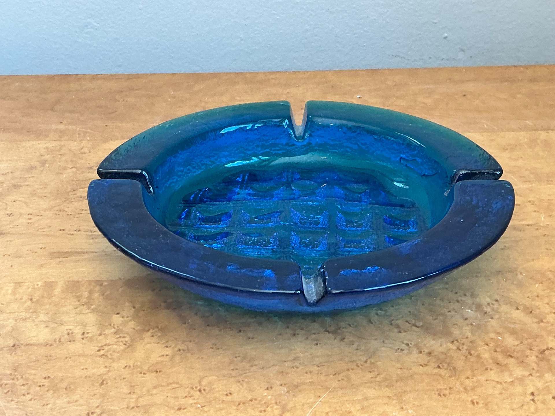 Vintage Cobalt Glass Ashtray - Back view