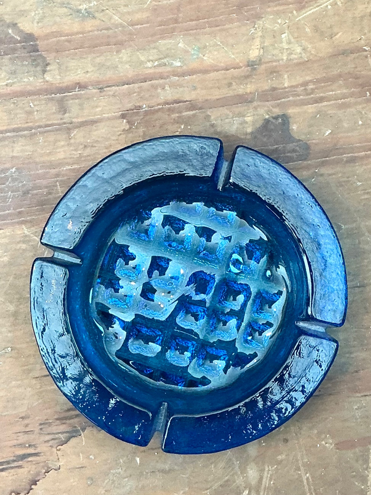 Vintage Cobalt Glass Ashtray - Top view